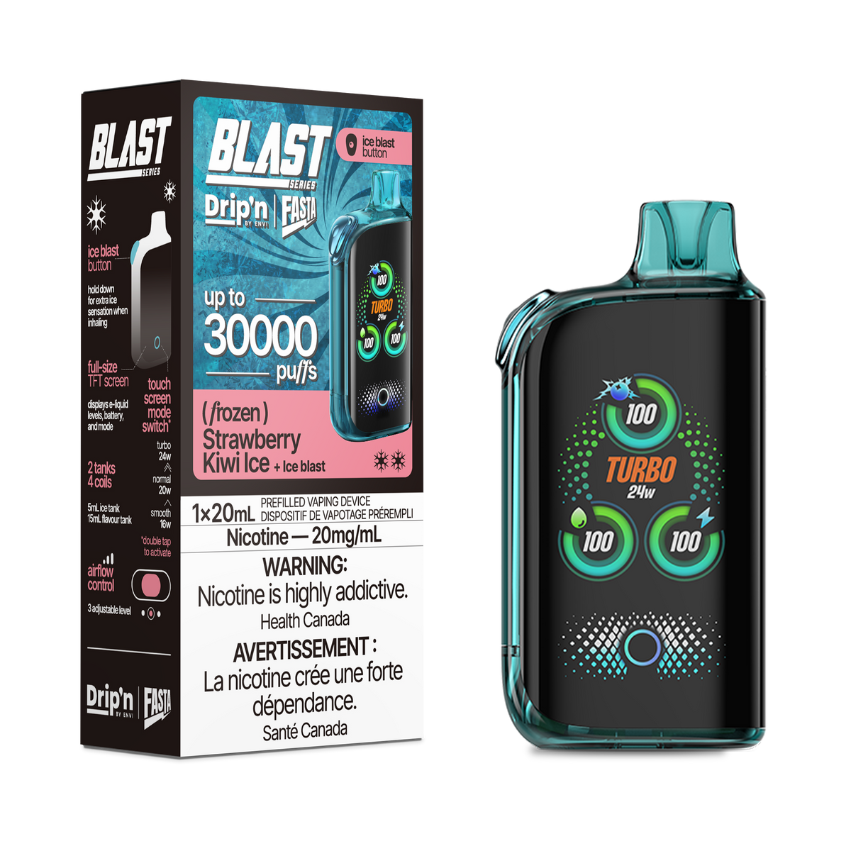 Drip'n Fasta Blast - Disposable E-Cig (PROVINCIAL) (30k Puffs) - Sour / Blue Razz Ice / 20mg
