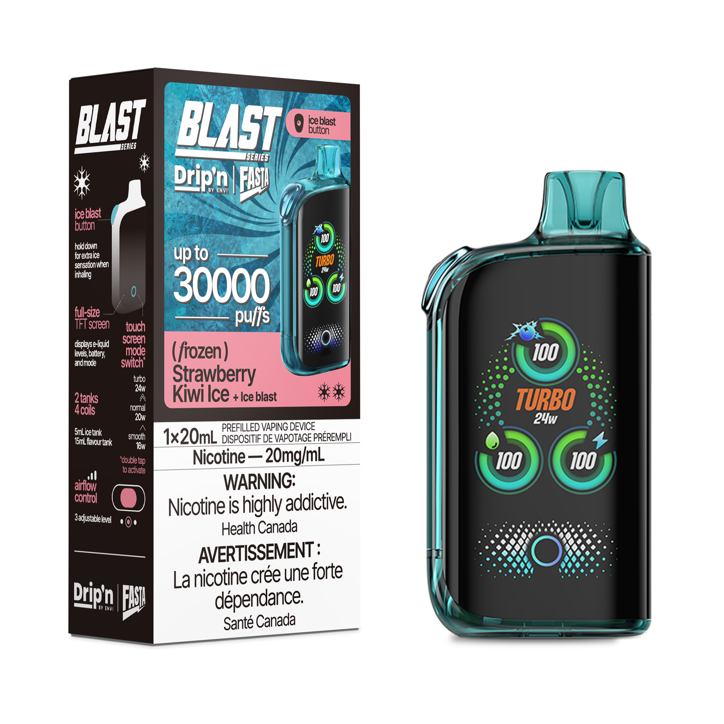 Drip'n Fasta Blast - Disposable E-Cig (PROVINCIAL) (30k Puffs) - Sour / Blue Razz Ice / 20mg