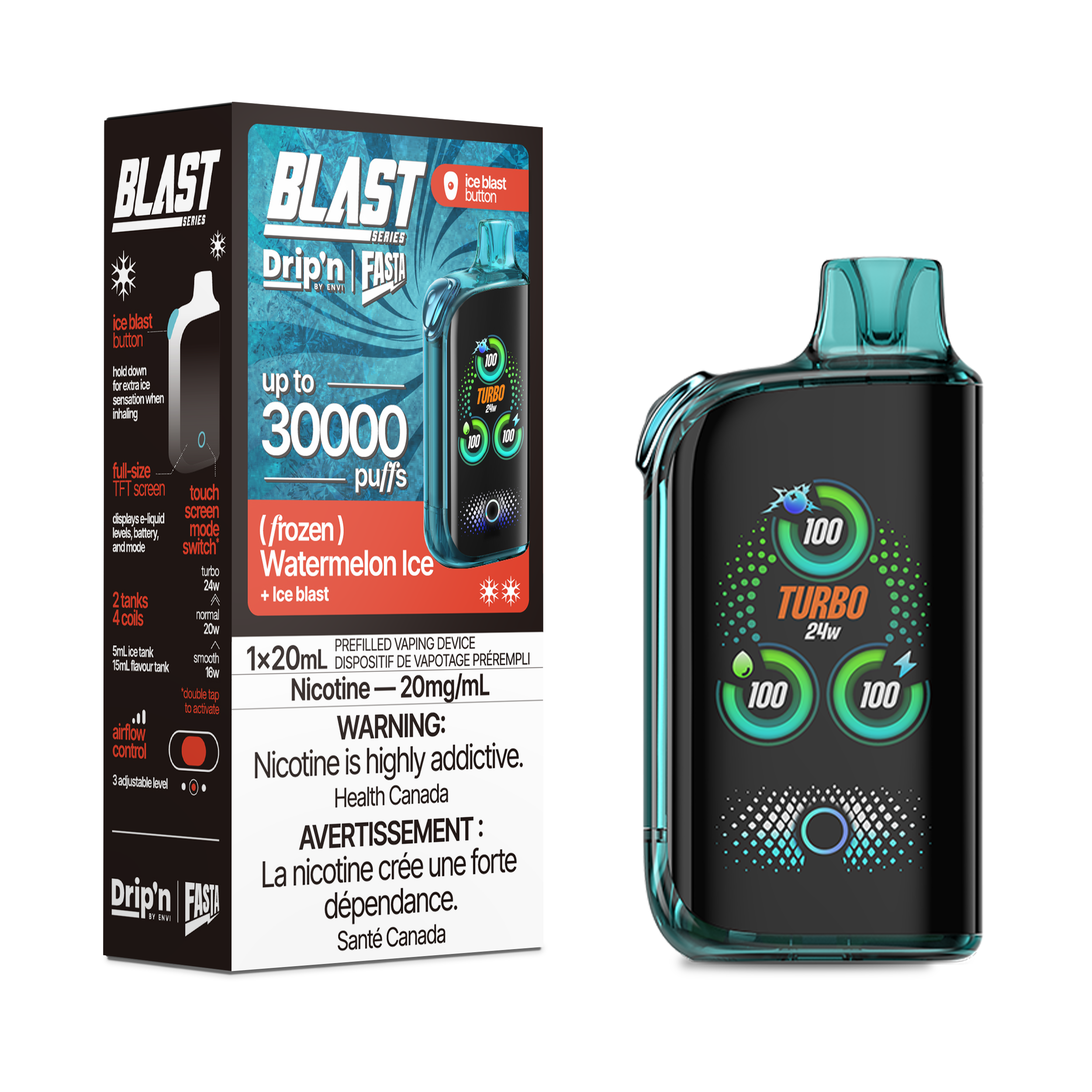 Drip'n Fasta Blast - Disposable E-Cig (PROVINCIAL) (30k Puffs) - Sour / Double Mango Ice / 20mg