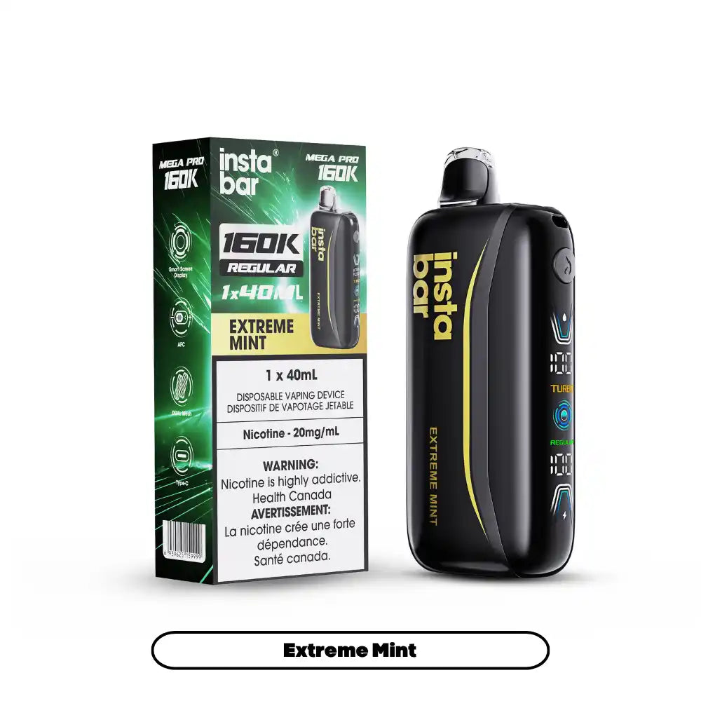extreme bar vape Mint Insta Mega Pro 160K - Disposable Flavor:Grape ICE Sugar Exodus Blue Lotus Nicotine Type_Nicotine Salts
