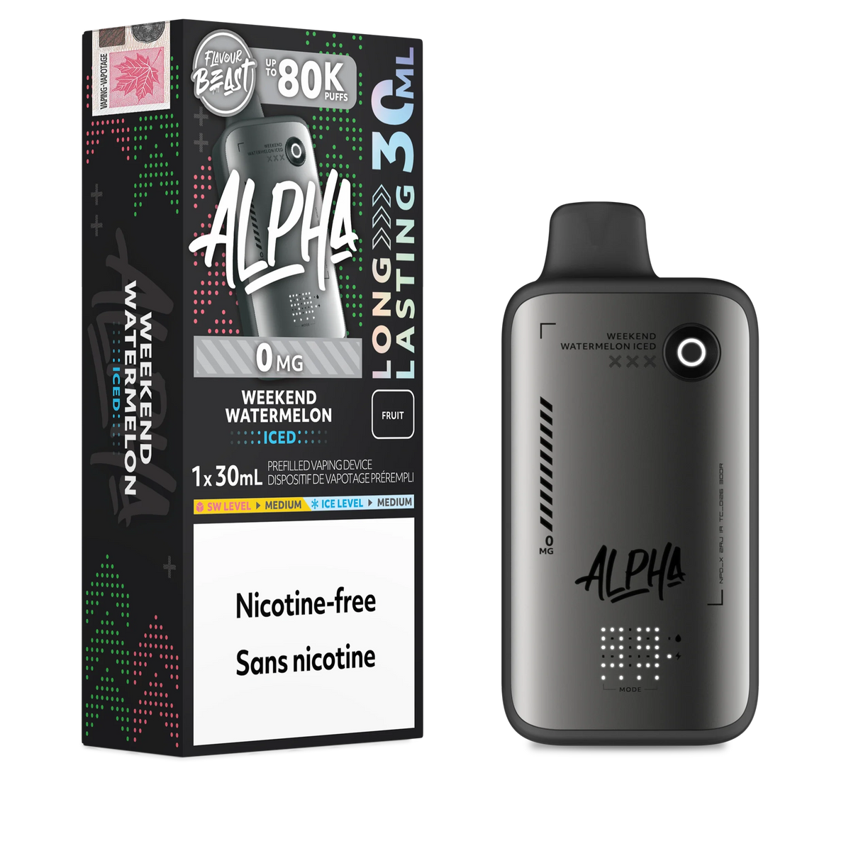 Weekend Watermelon Iced Flavour Beast Alpha - Disposable Vape 80K - view 3