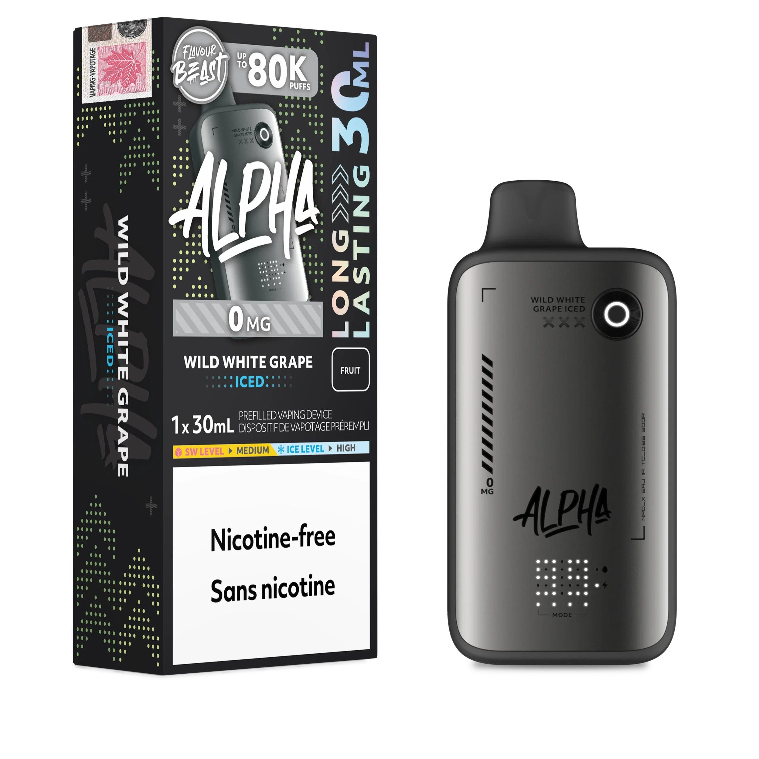 Wild White Grape Iced Flavour Beast Alpha - Disposable Vape 80K