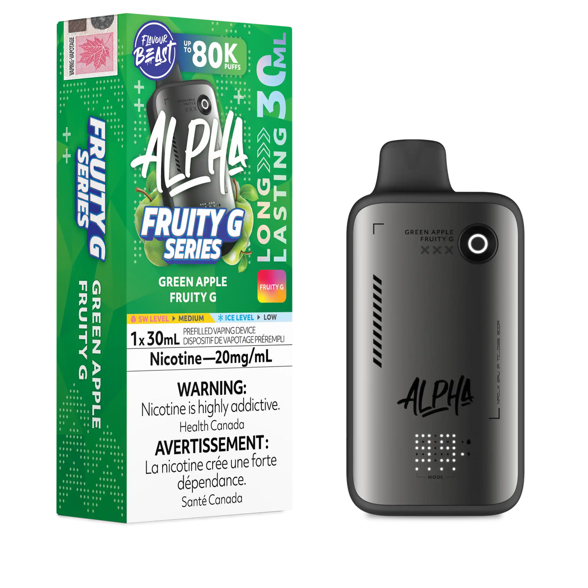 Green Apple Fruity G Flavour Beast Alpha - Disposable Vape 80K by FLAVOUR BEAST