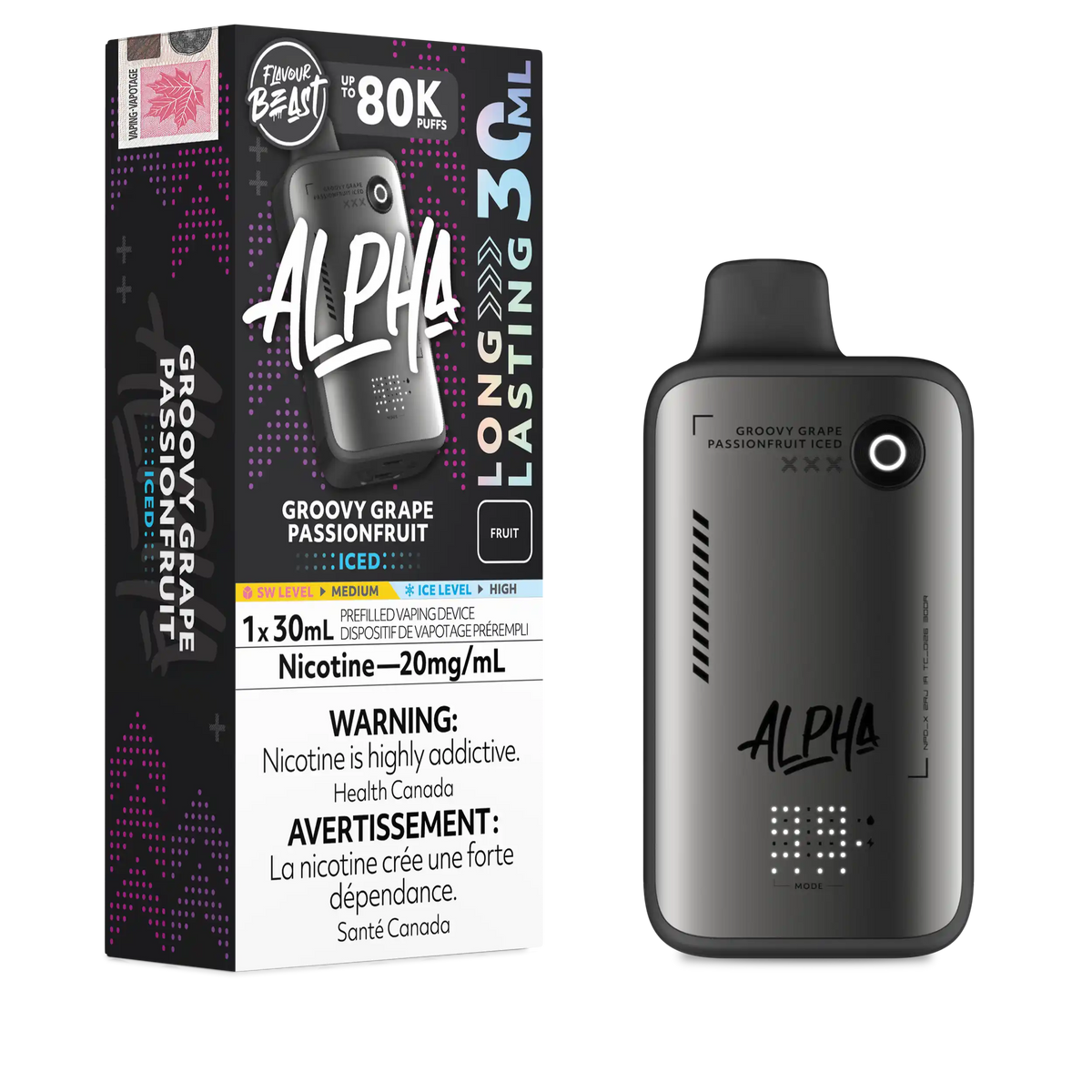 Groovy Grape Passionfruit Iced Flavour Beast Alpha - Disposable Vape 80K