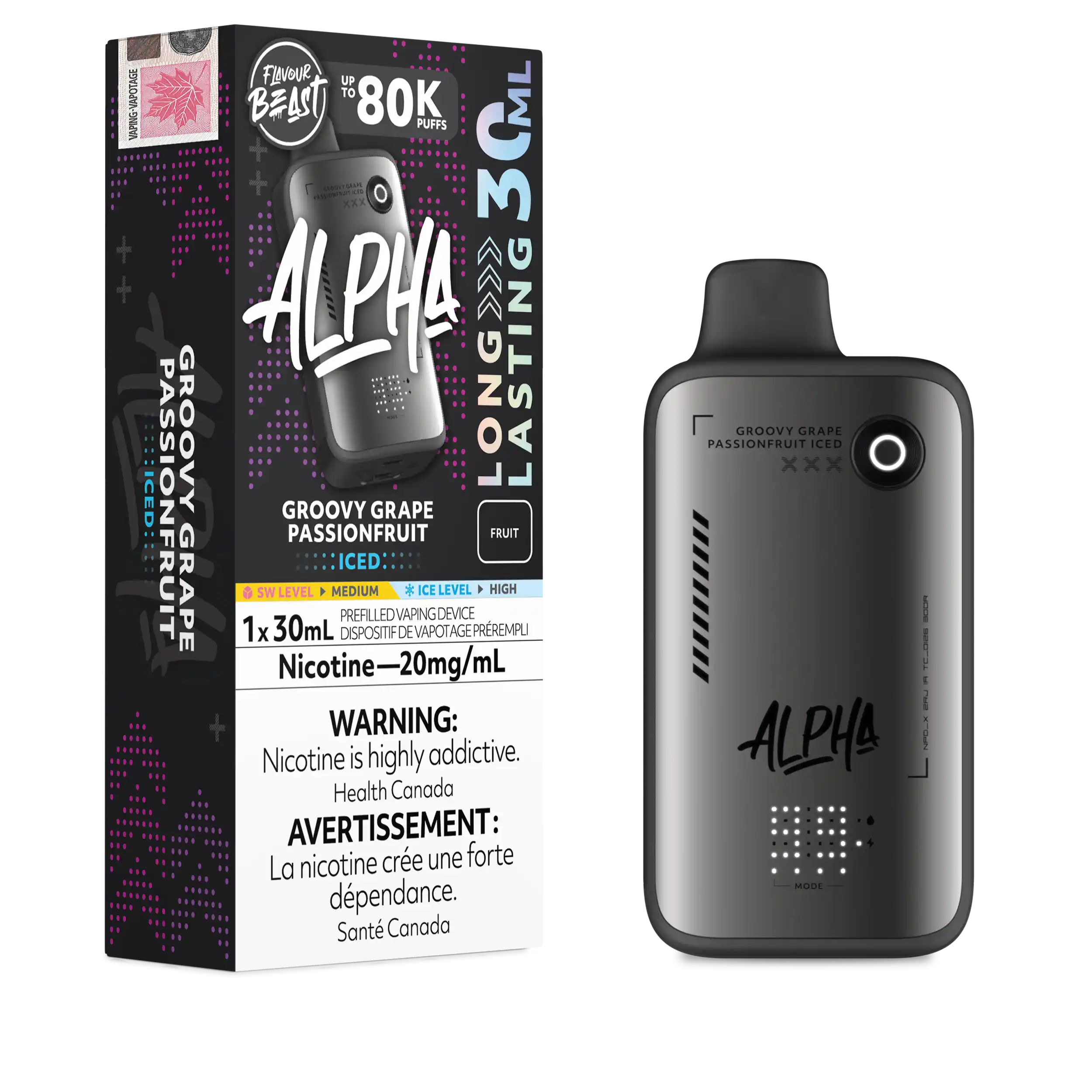 Groovy Grape Passionfruit Iced Flavour Beast Alpha - Disposable Vape 80K by FLAVOUR BEAST