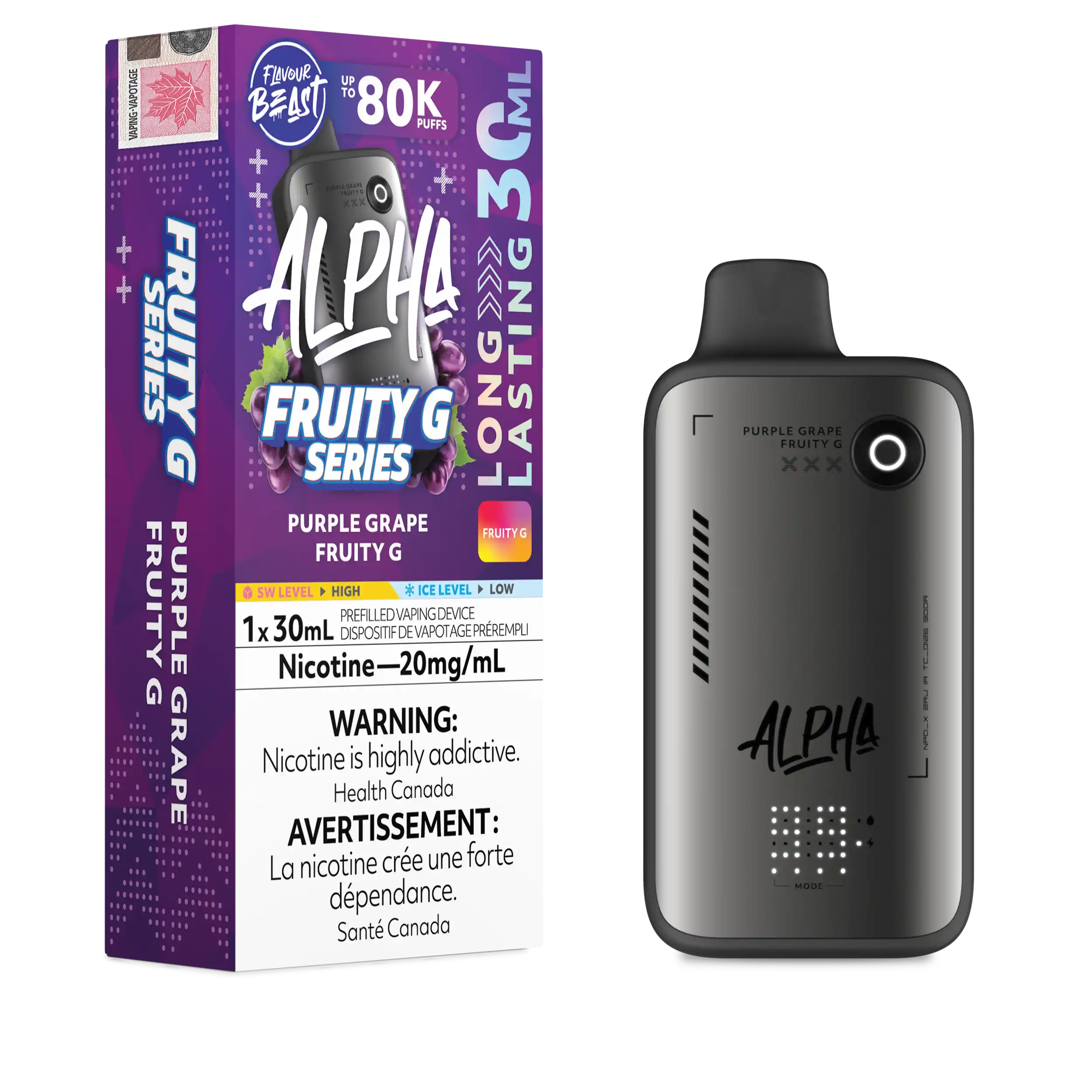 Purple Grape Fruity G Flavour Beast Alpha - Disposable Vape 80K by FLAVOUR BEAST