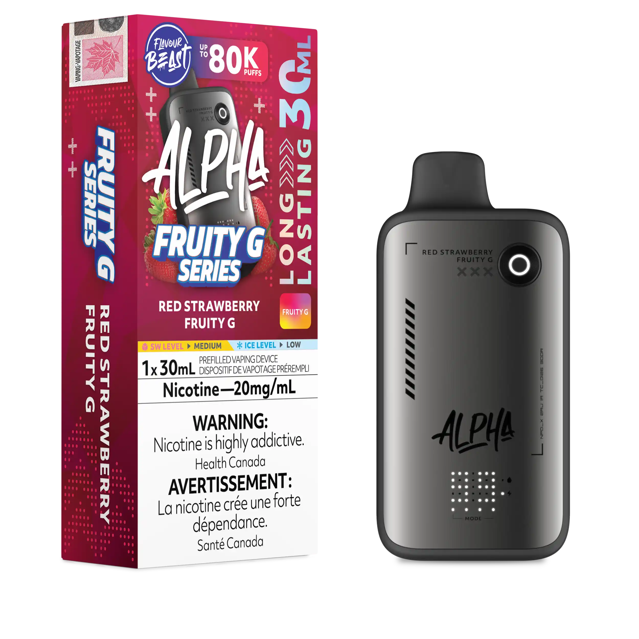 Red Strawberry Fruity G Flavour Beast Alpha - Disposable Vape 80K