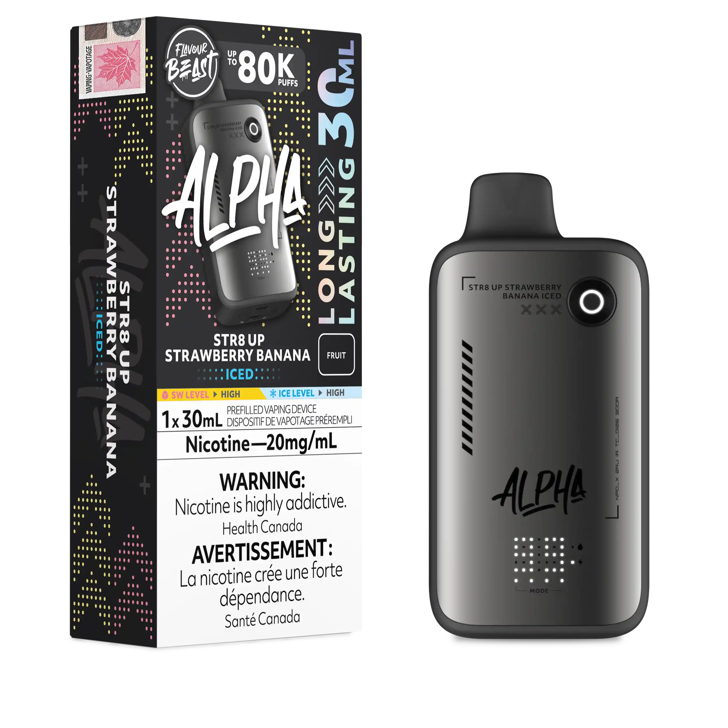 STR8 UP Strawberry Banana Iced Flavour Beast Alpha - Disposable Vape 80K by FLAVOUR BEAST