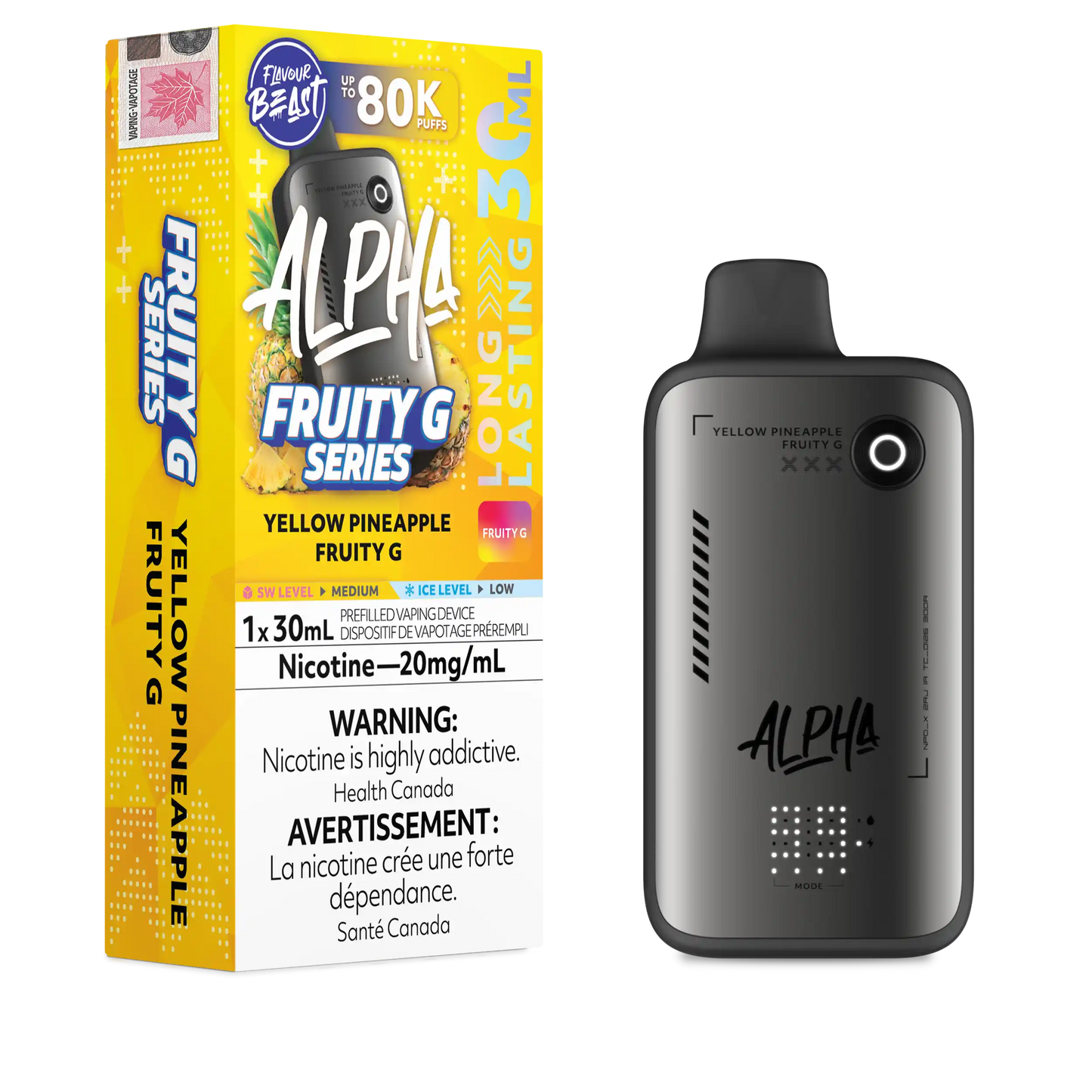 Yellow Pineapple Fruity G Flavour Beast Alpha - Disposable Vape 80K