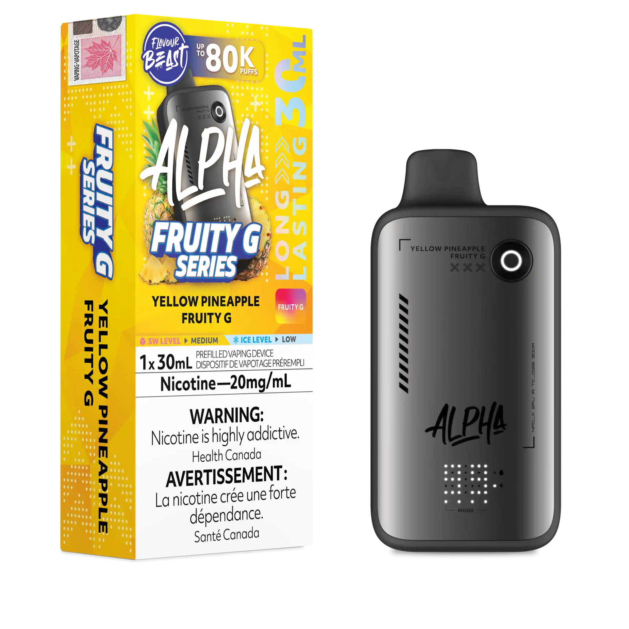 Yellow Pineapple Fruity G Flavour Beast Alpha - Disposable Vape 80K