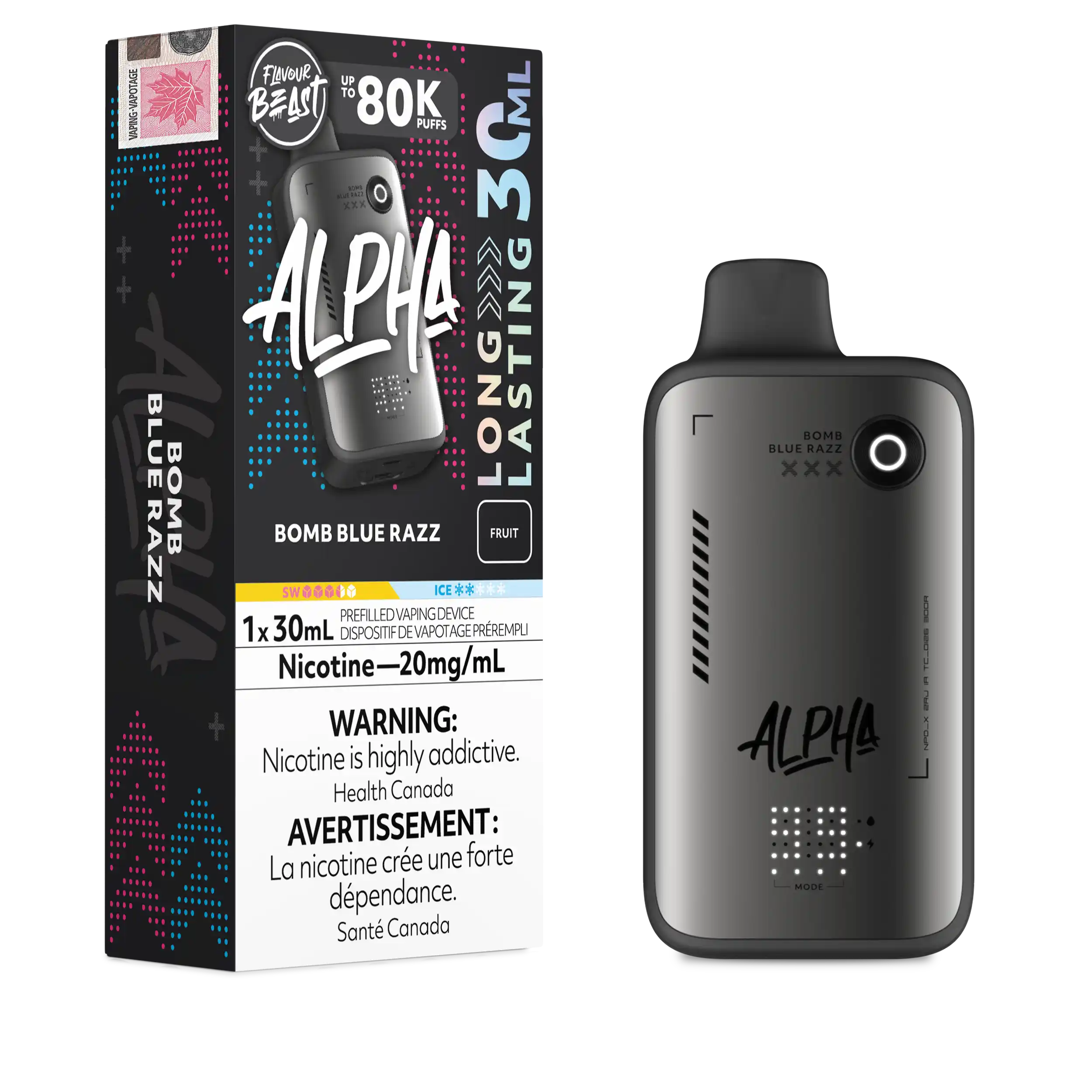 Bomb Blue Razz Flavour Beast Alpha - Disposable Vape 80K - view 3