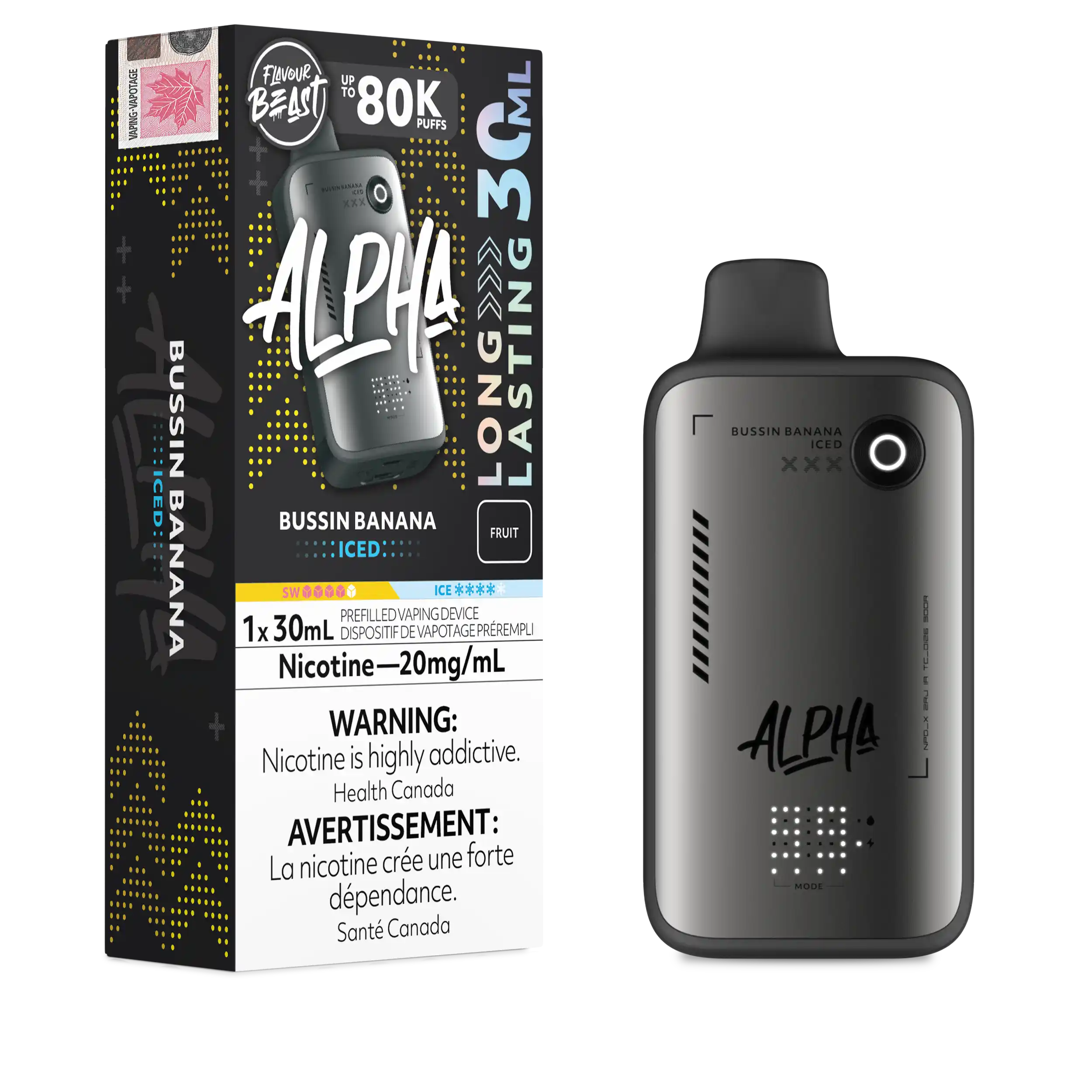 Bussin' Banana Iced Flavour Beast Alpha - Disposable Vape 80K