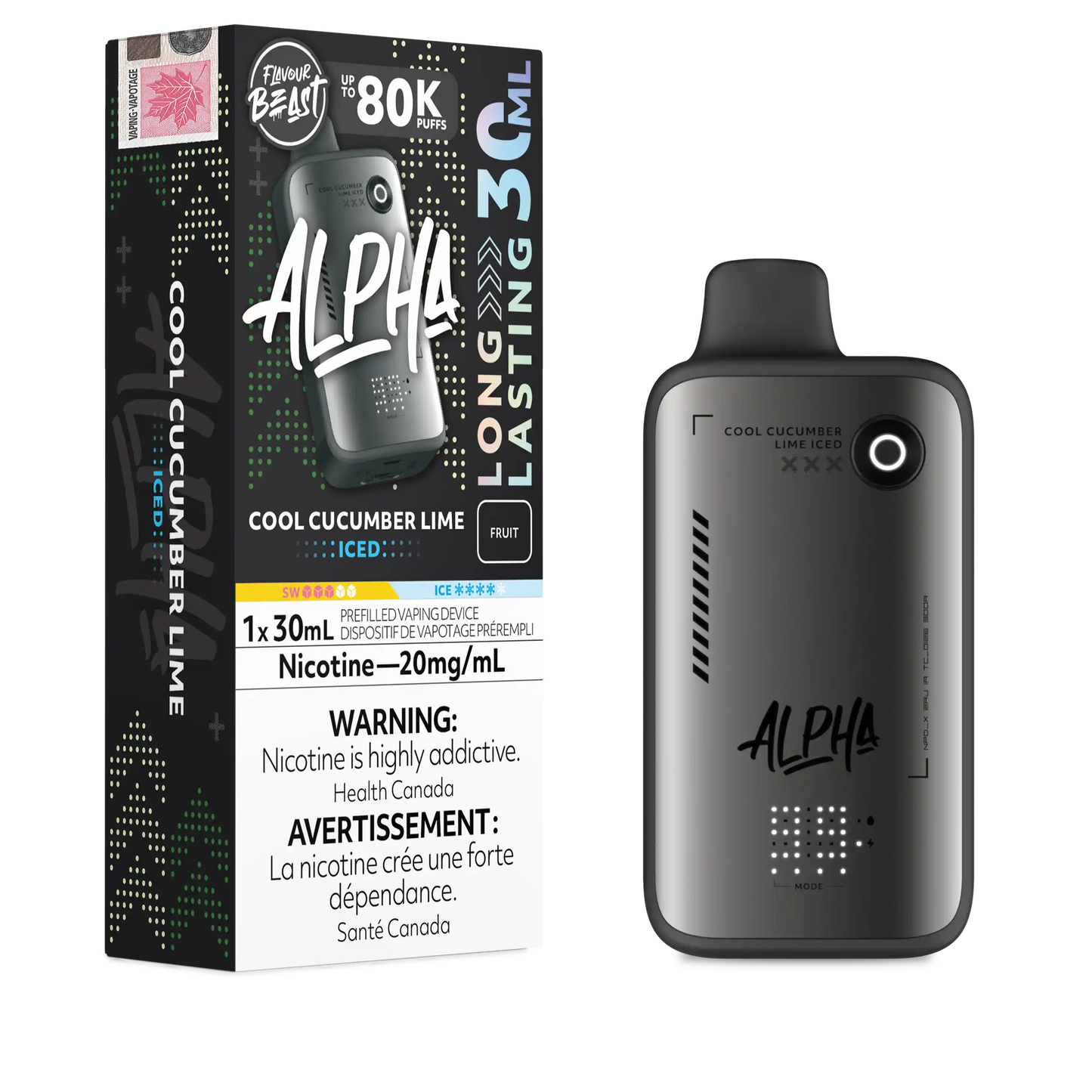 Cool Cucumber Lime Iced Flavour Beast Alpha - Disposable Vape 80K