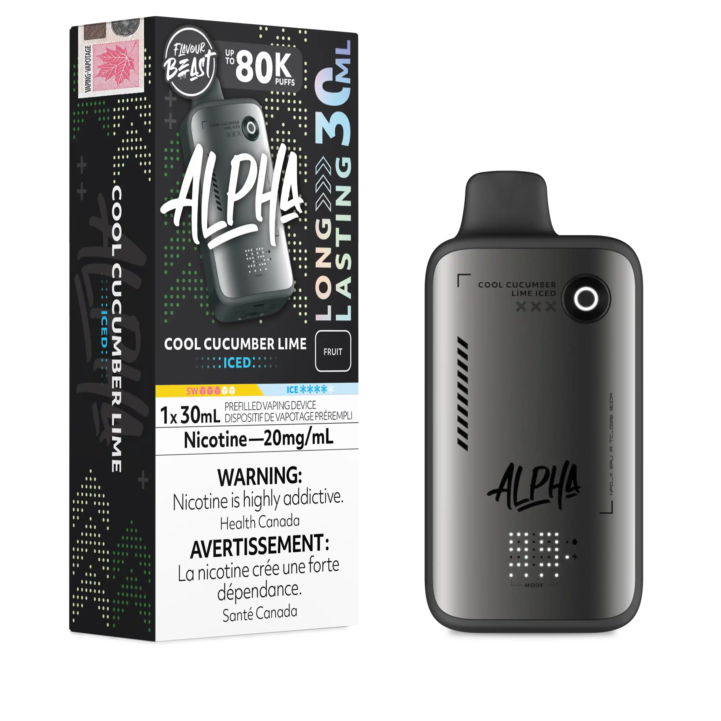 Cool Cucumber Lime Iced Flavour Beast Alpha - Disposable Vape 80K