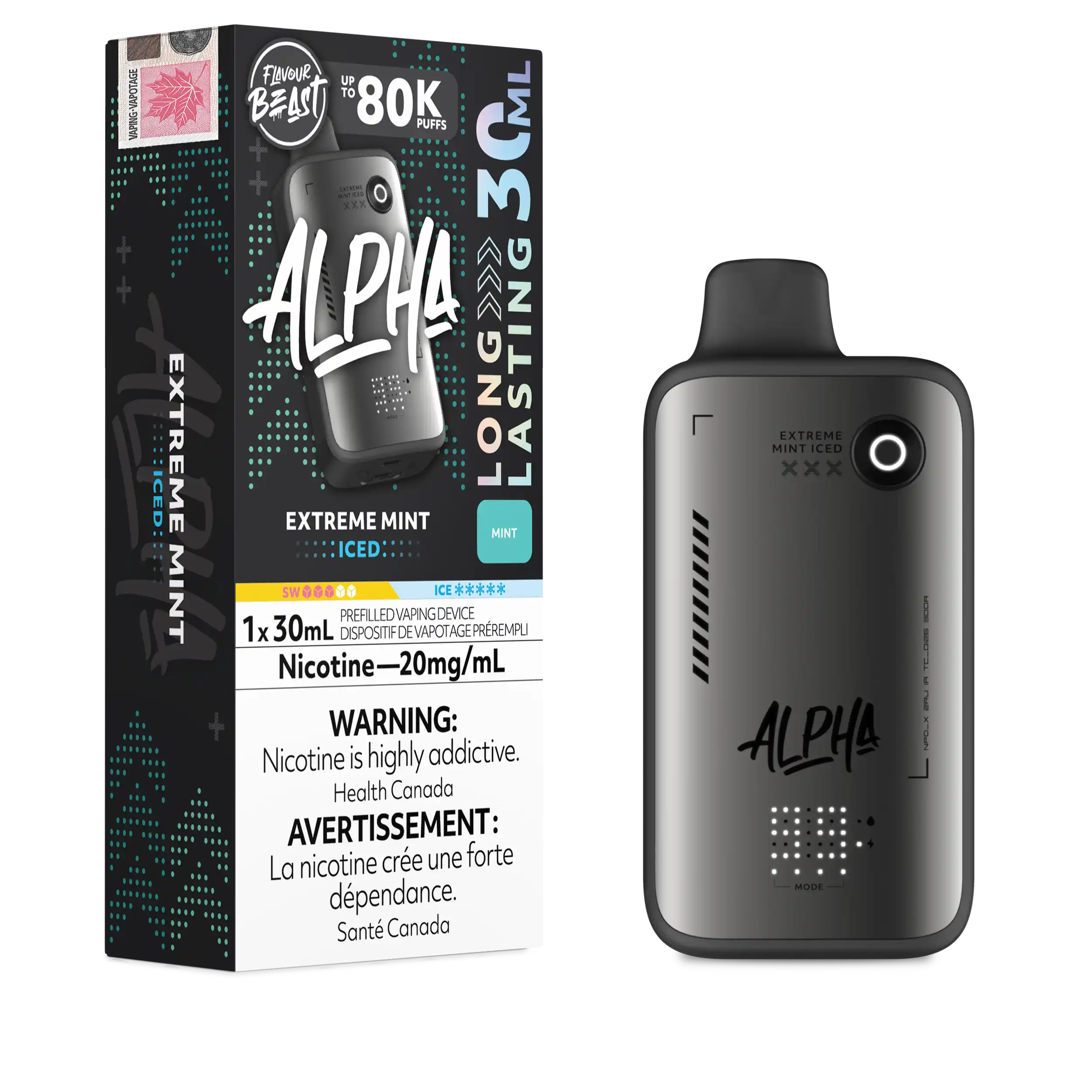 Extreme Mint Iced Flavour Beast Alpha - Disposable Vape 80K