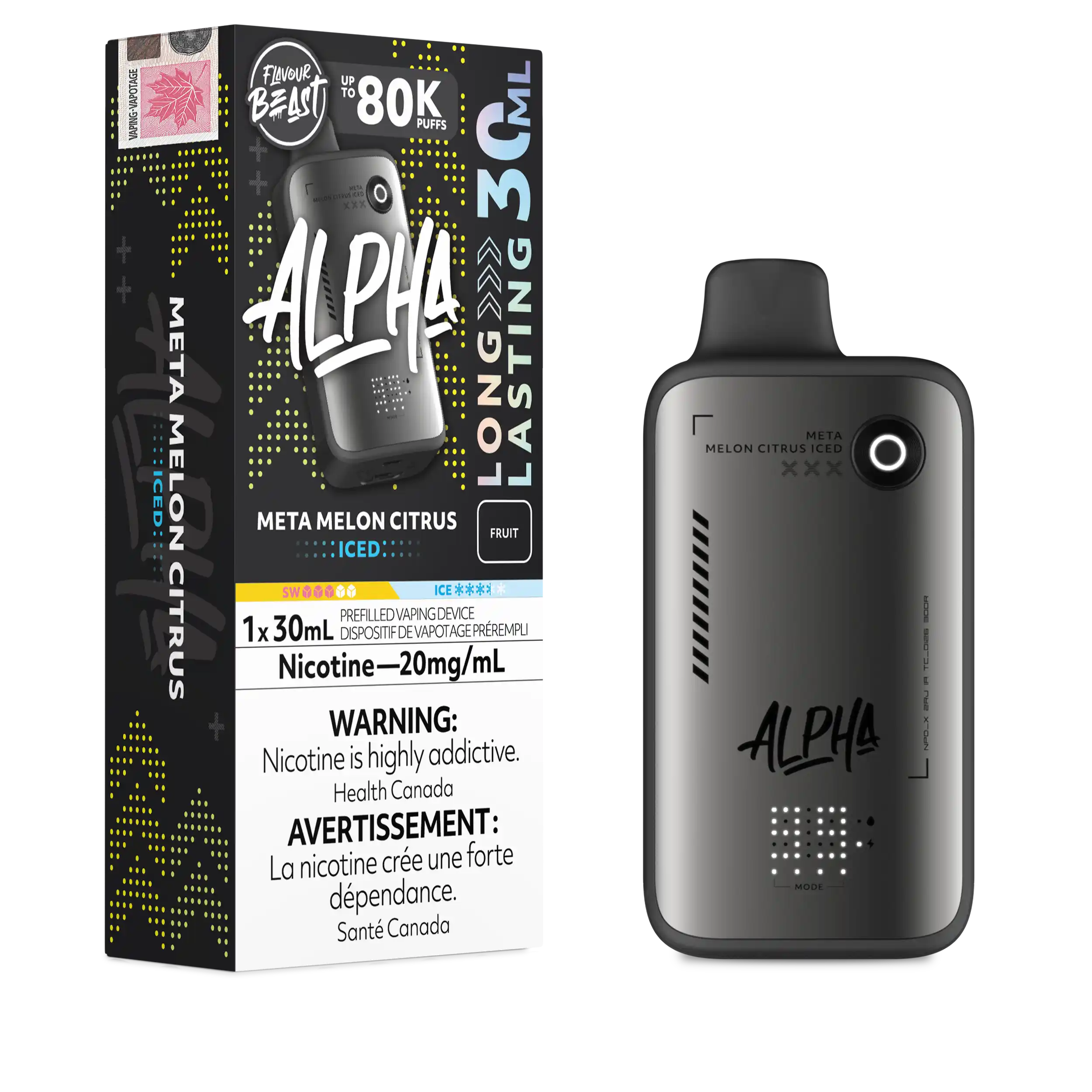 Meta Melon Citrus Iced Flavour Beast Alpha - Disposable Vape 80K