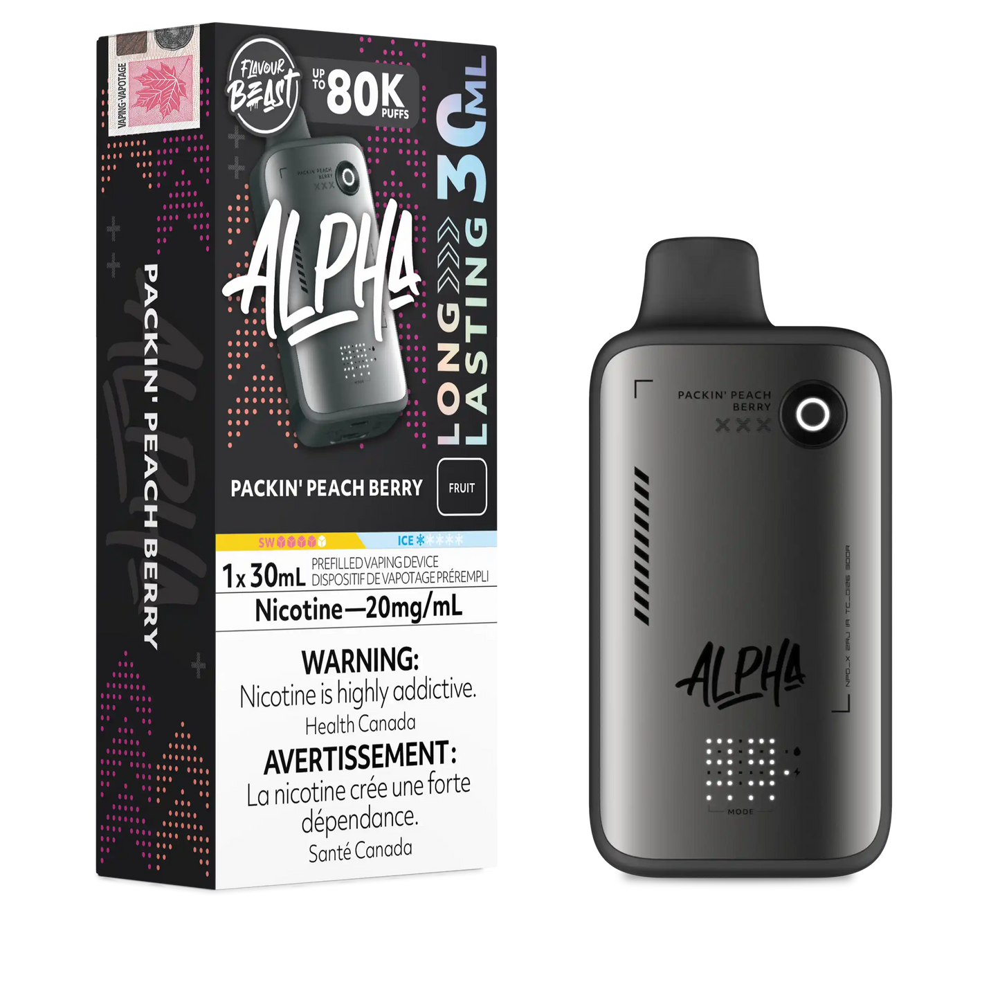 Packin' Peach Berry Flavour Beast Alpha - Disposable Vape 80K