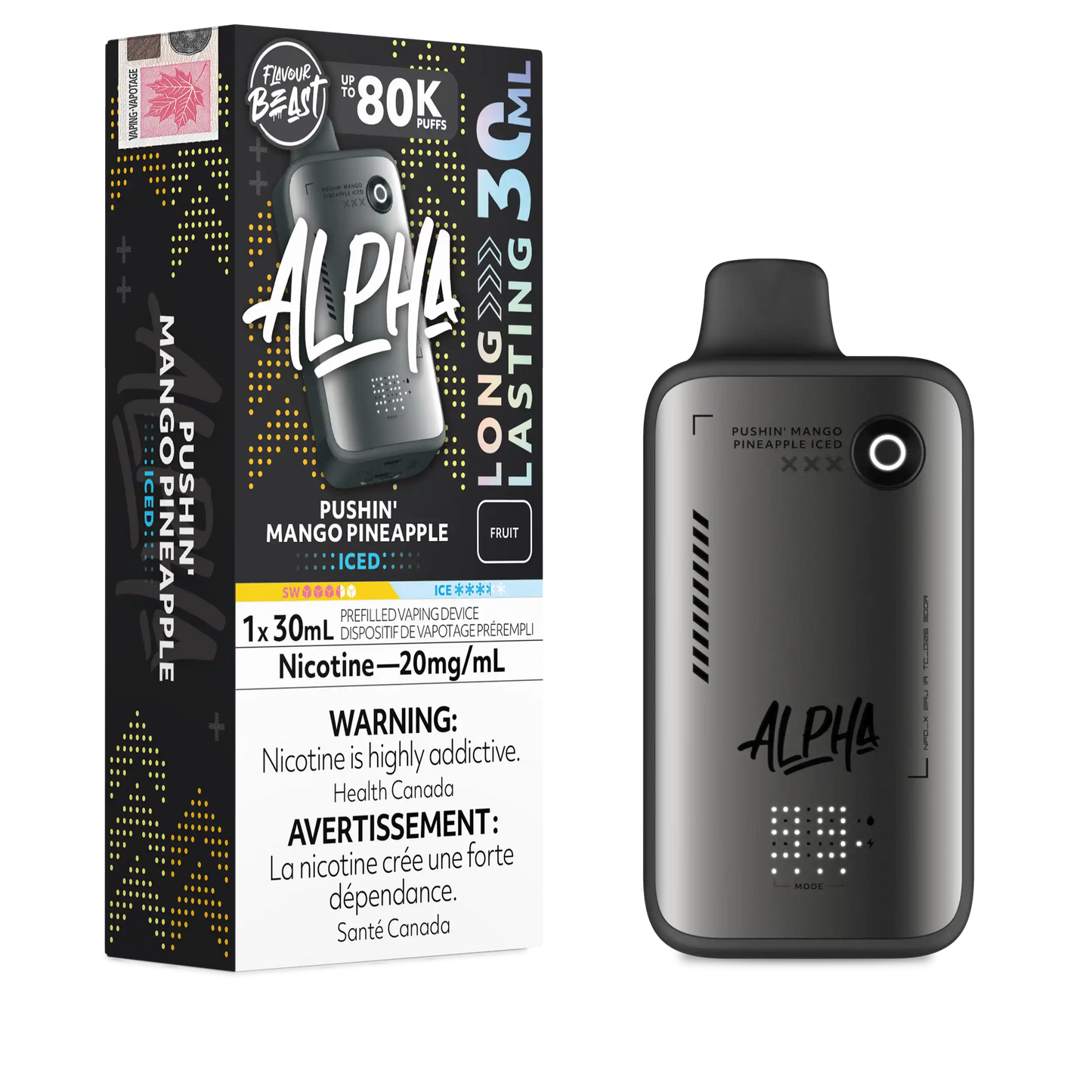 Pushin' Mango Pineapple Iced Flavour Beast Alpha - Disposable Vape 80K