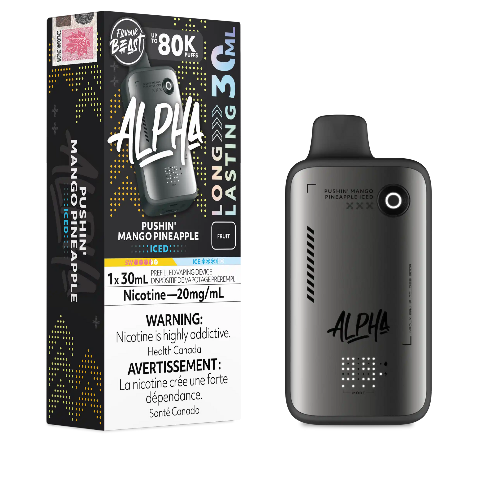 Pushin' Mango Pineapple Iced Flavour Beast Alpha - Disposable Vape 80K