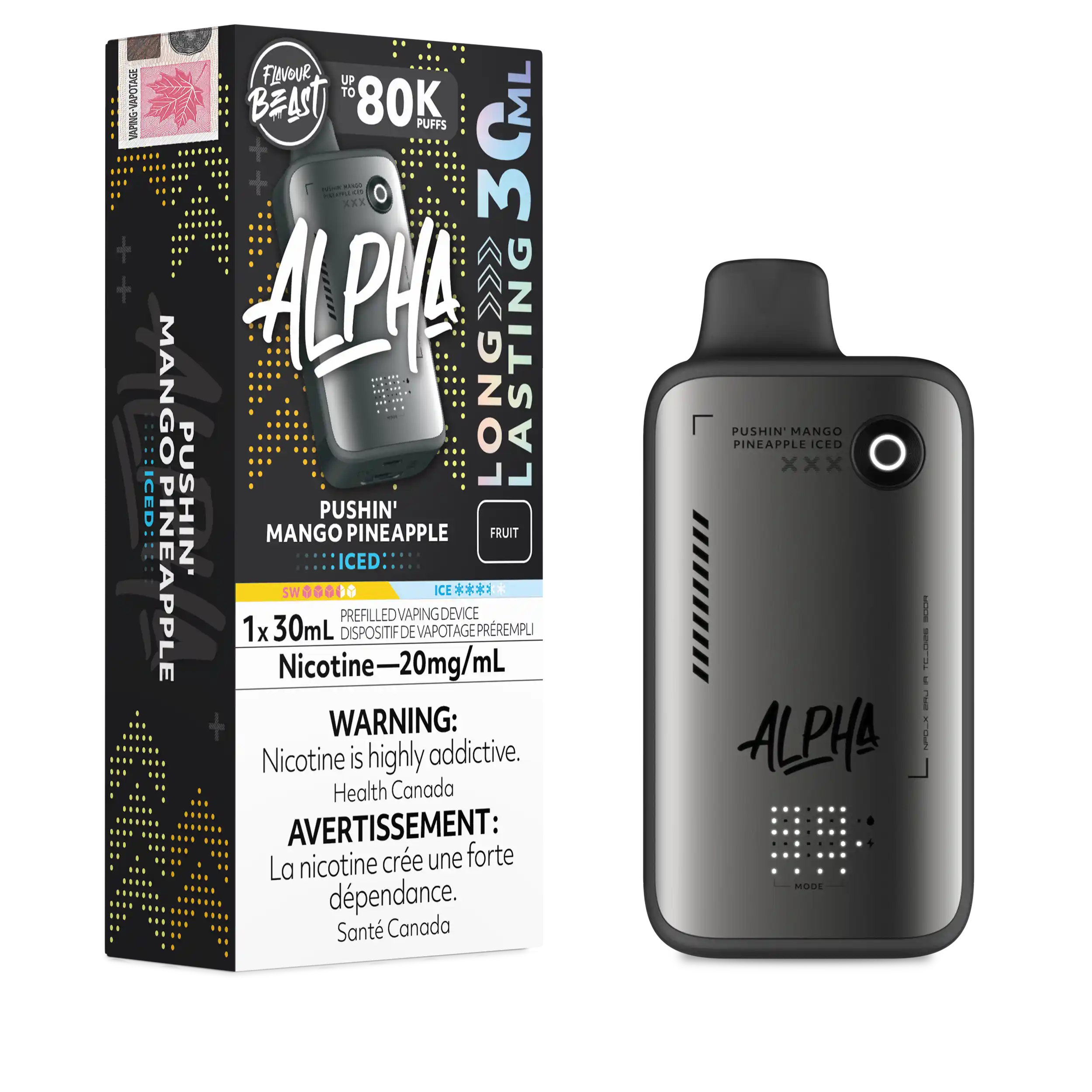 Pushin' Mango Pineapple Iced Flavour Beast Alpha - Disposable Vape 80K