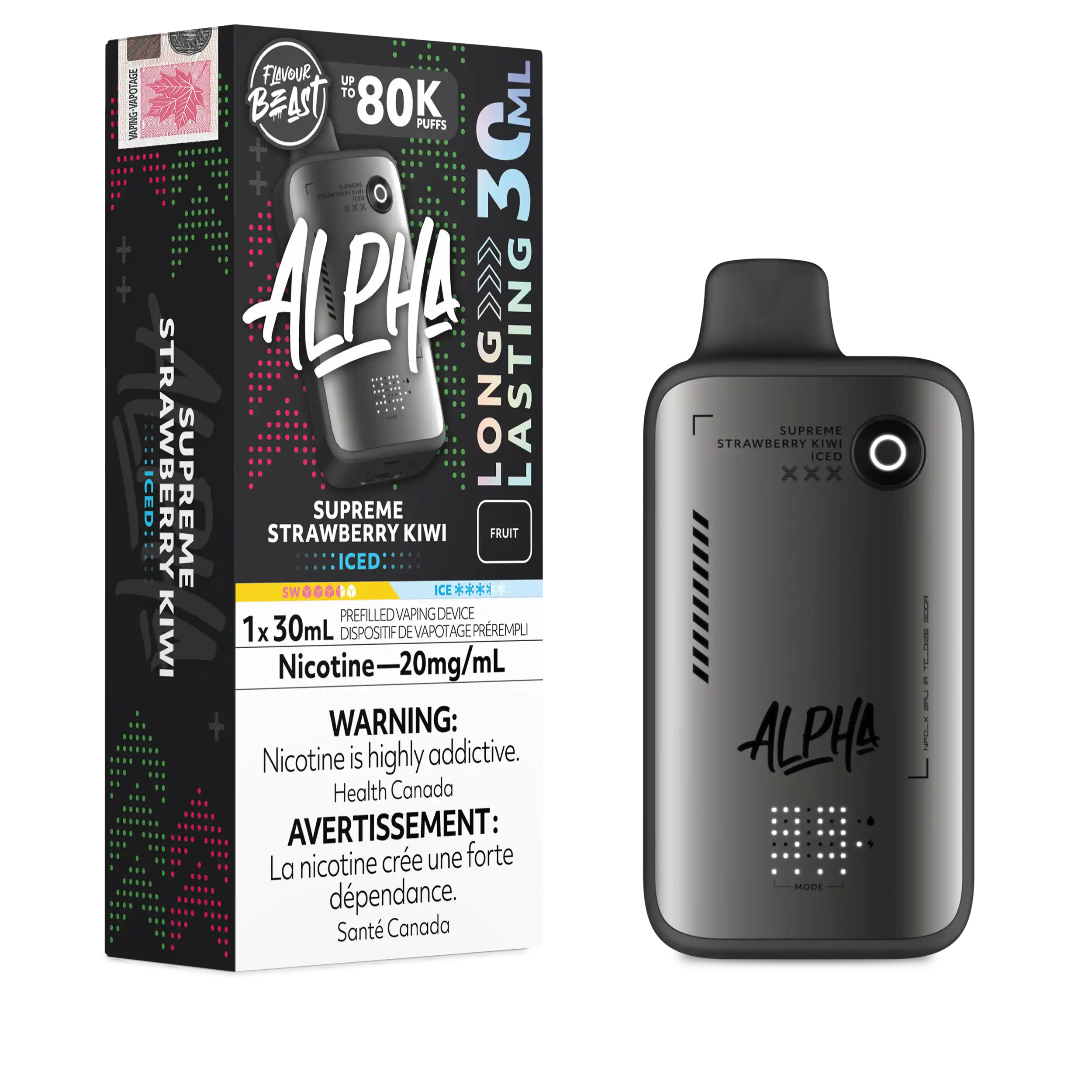 Supreme Strawberry Kiwi Iced Flavour Beast Alpha - Disposable Vape 80K