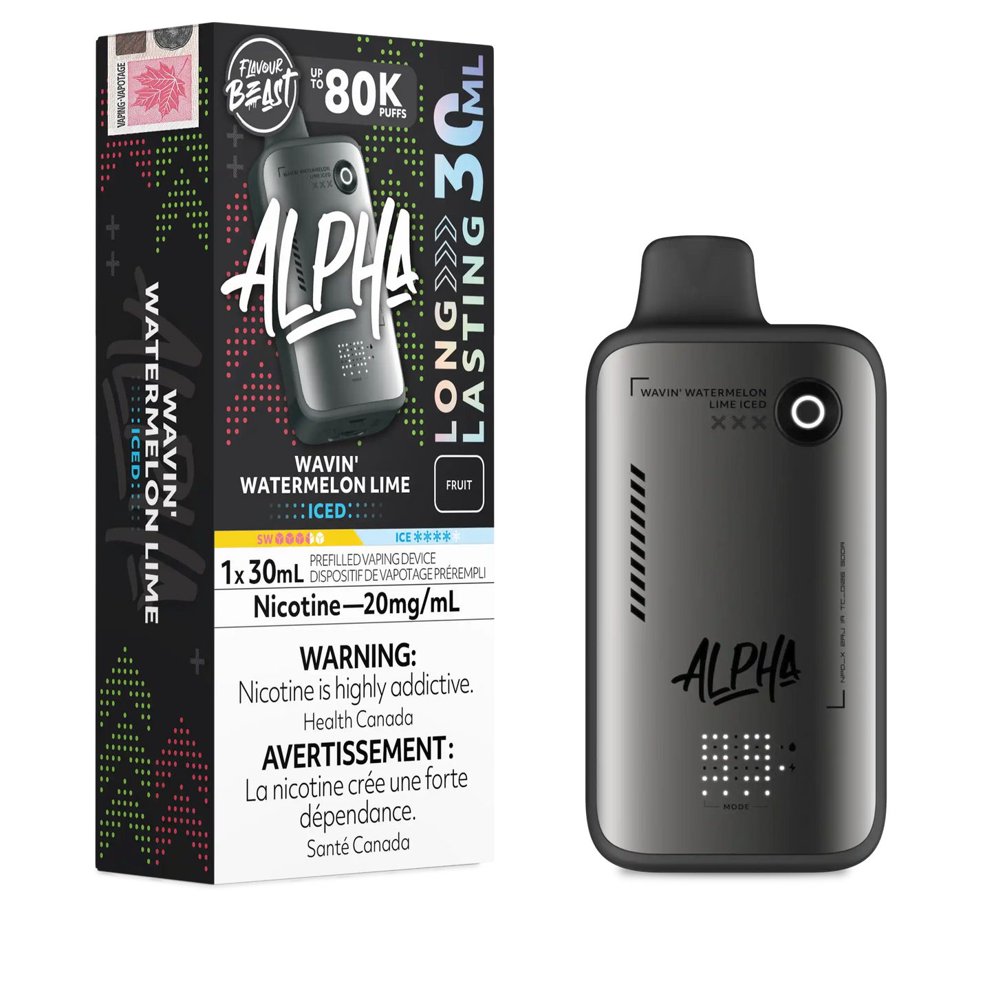 Wavin' Watermelon Lime Iced Flavour Beast Alpha - Disposable Vape 80K