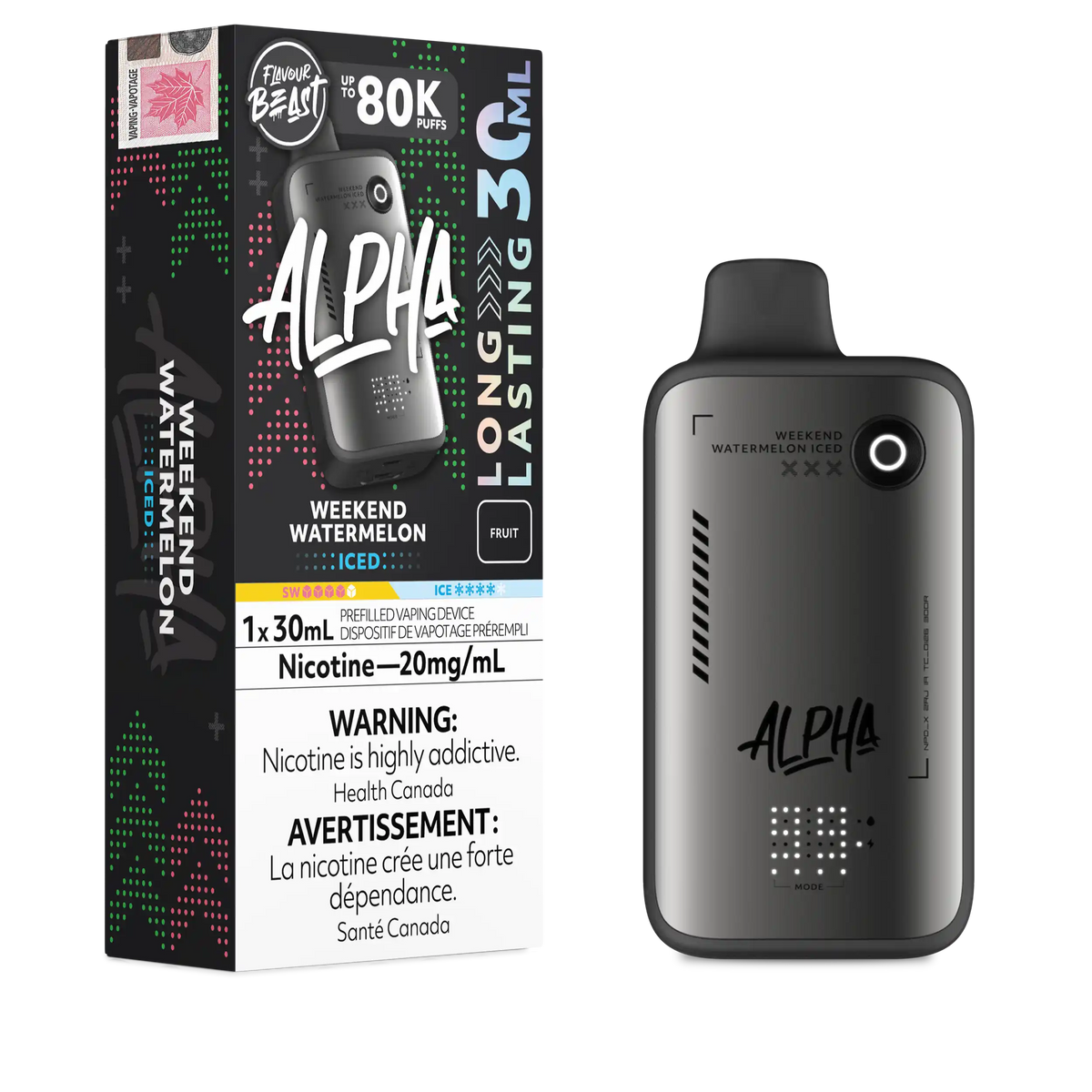 Weekend Watermelon Iced Flavour Beast Alpha - Disposable Vape 80K - view 3
