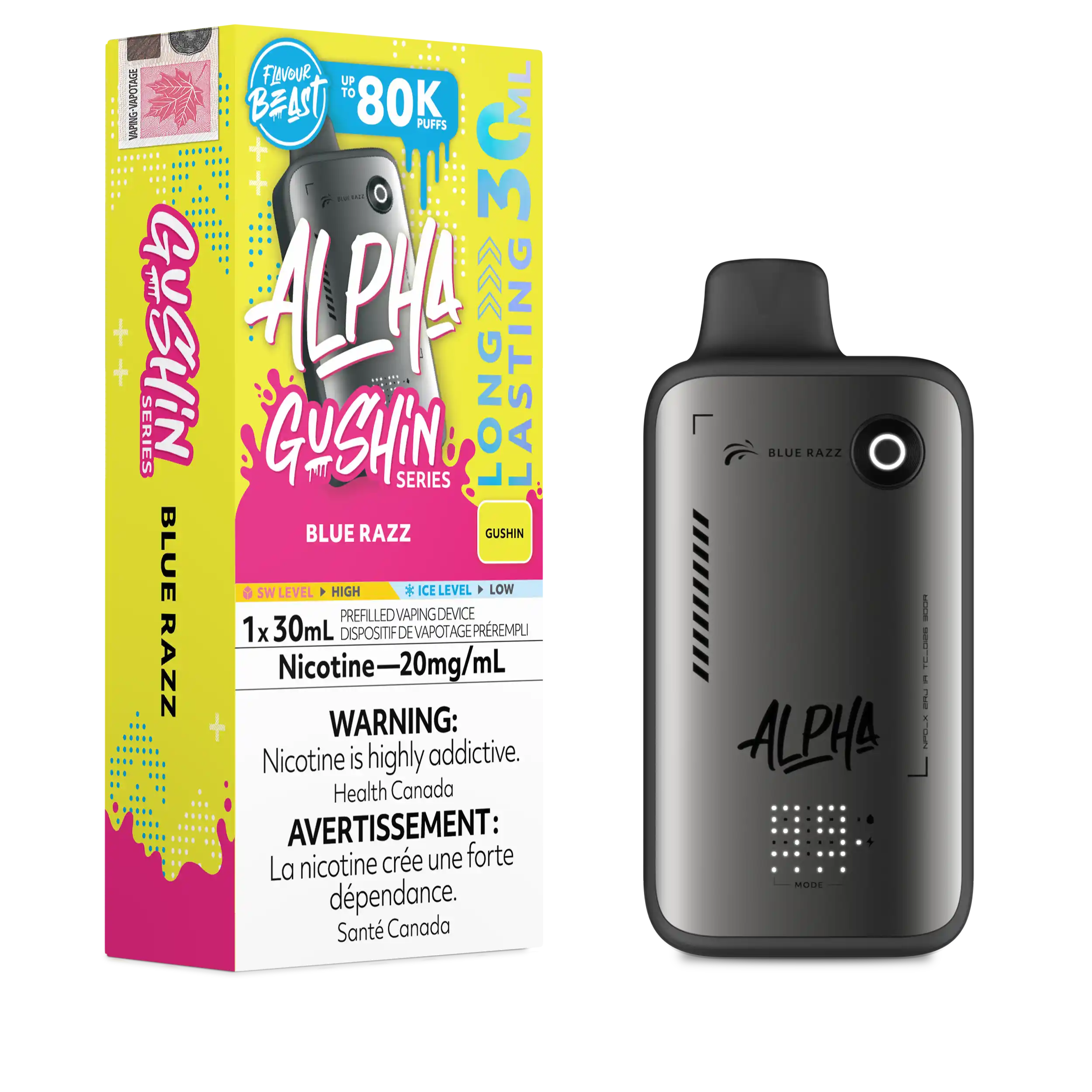 Gushin Blue Razz Flavour Beast Alpha - Disposable Vape 80K