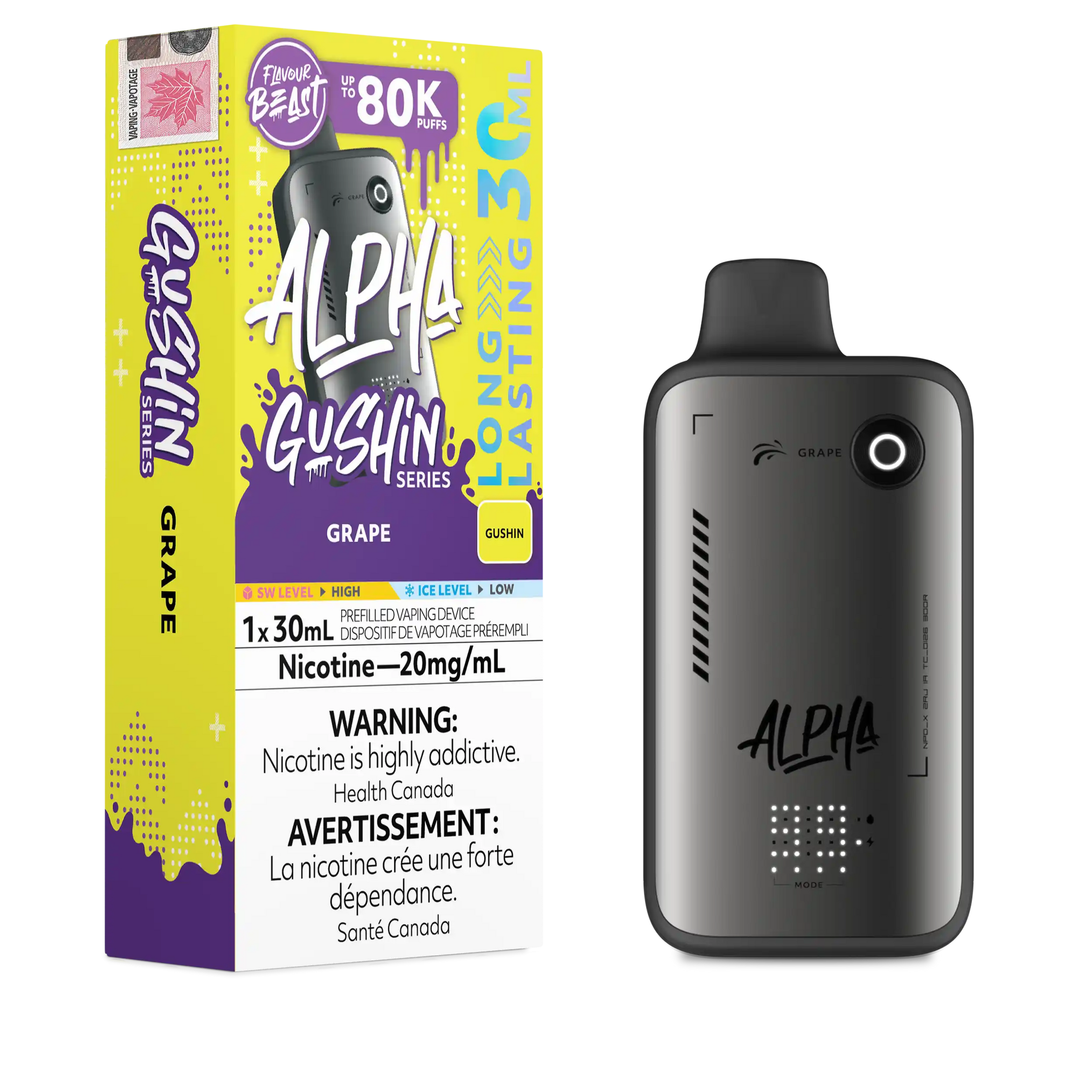 Gushin Grape Flavour Beast Alpha - Disposable Vape 80K