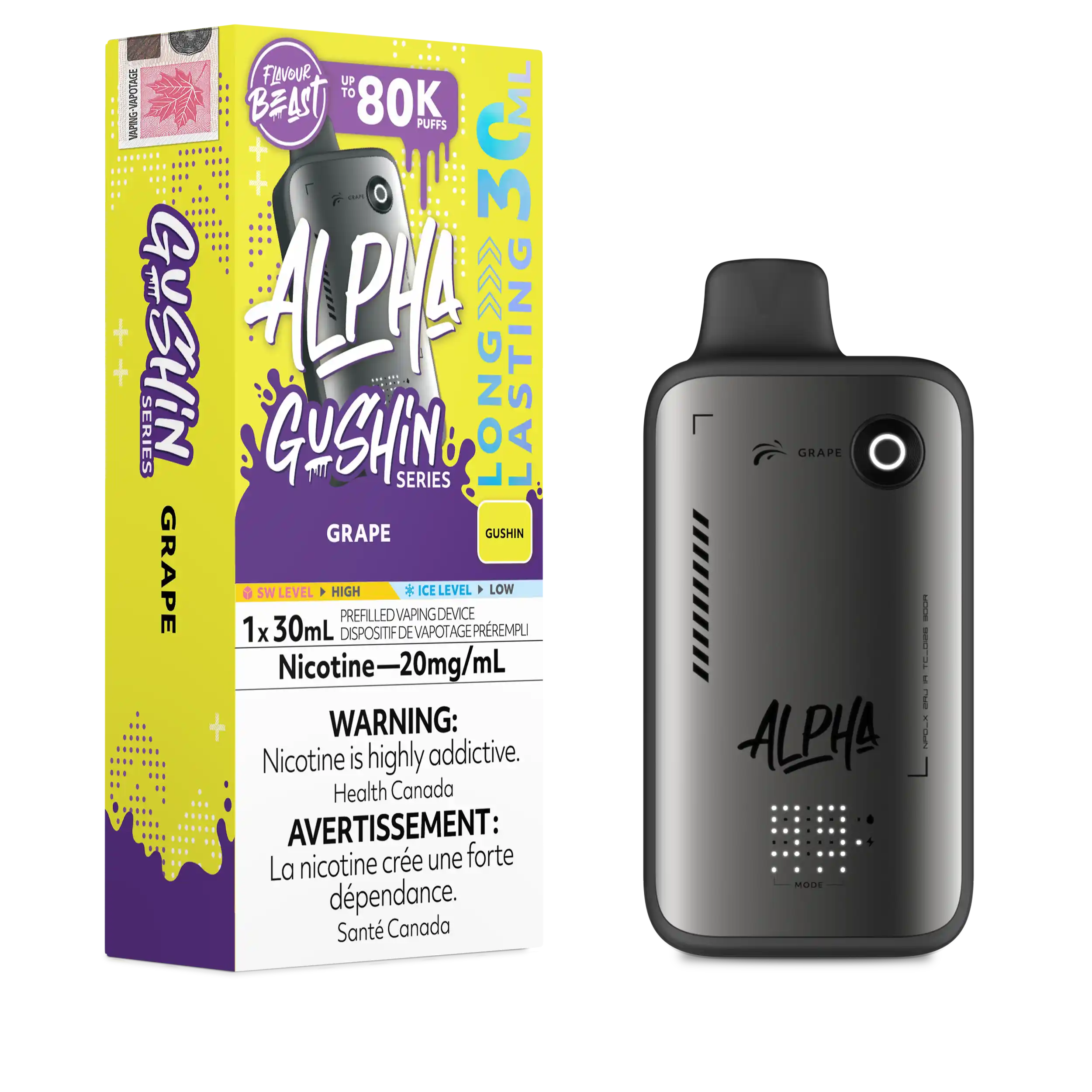 Gushin Grape Flavour Beast Alpha - Disposable Vape 80K