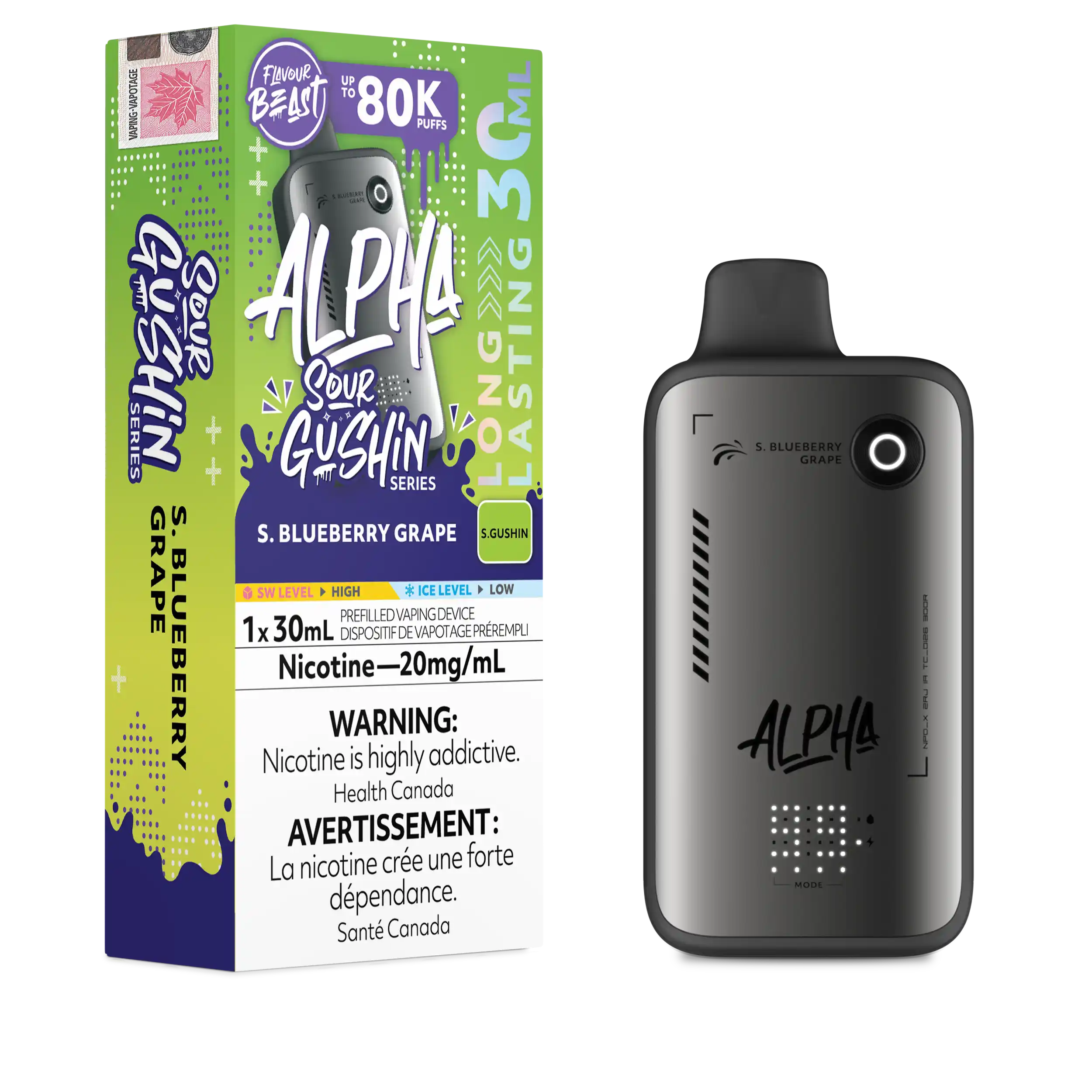 S. Blueberry Grape Flavour Beast Alpha - Disposable Vape 80K