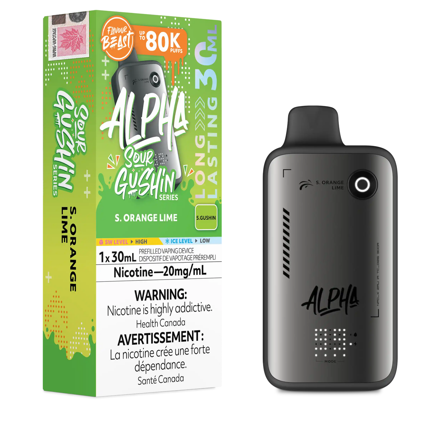 S. Orange Lime Flavour Beast Alpha - Disposable Vape 80K