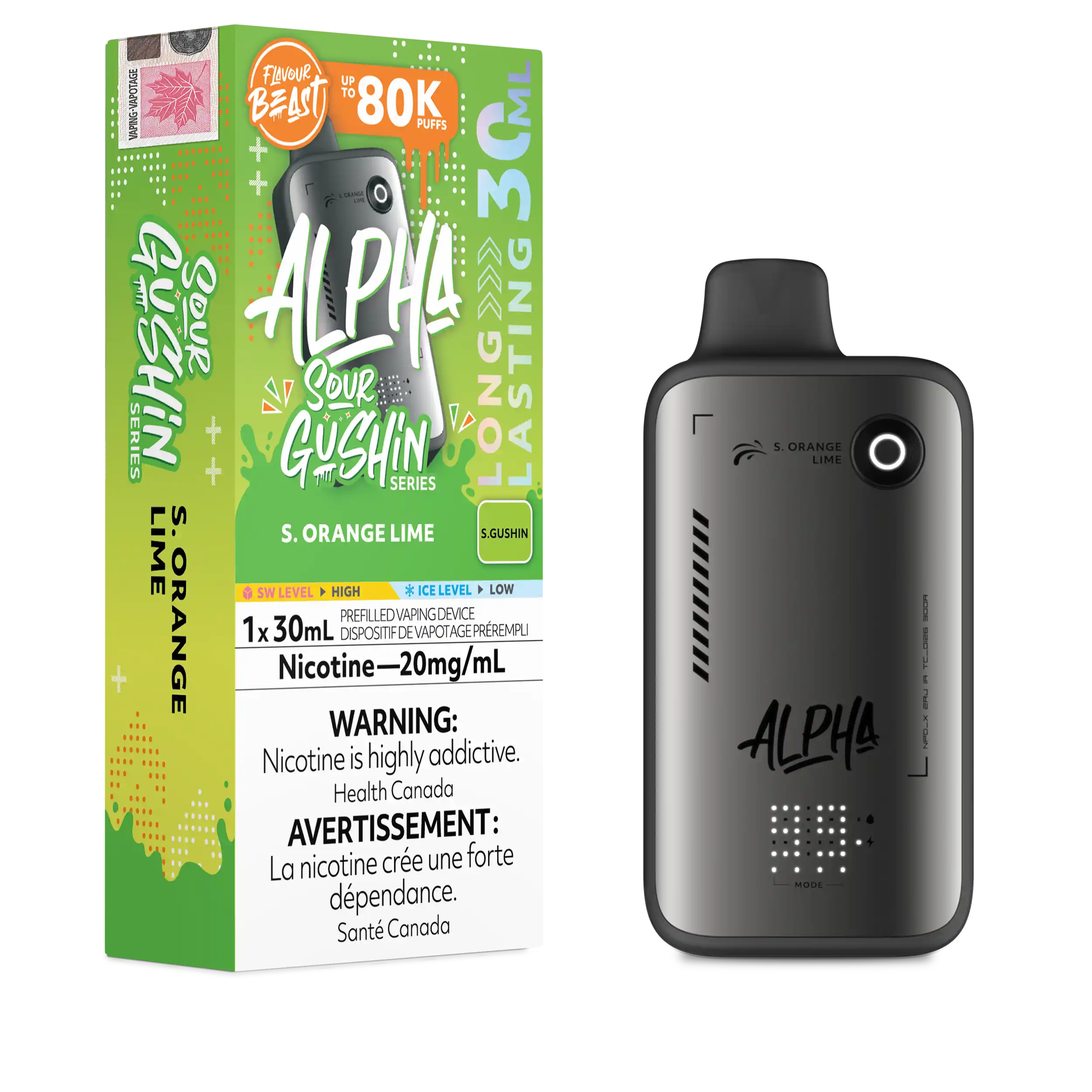S. Orange Lime Flavour Beast Alpha - Disposable Vape 80K