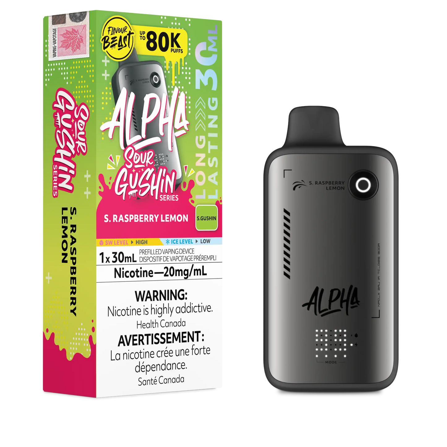 S. Raspberry Lemon Flavour Beast Alpha - Disposable Vape 80K
