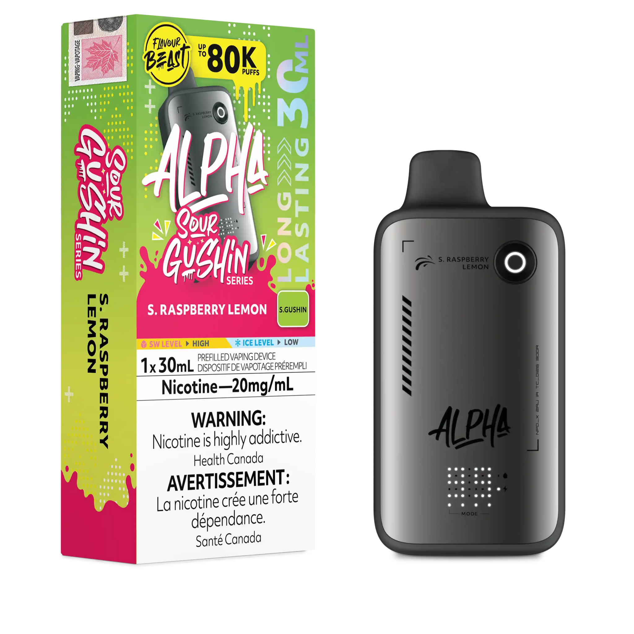 S. Raspberry Lemon Flavour Beast Alpha - Disposable Vape 80K