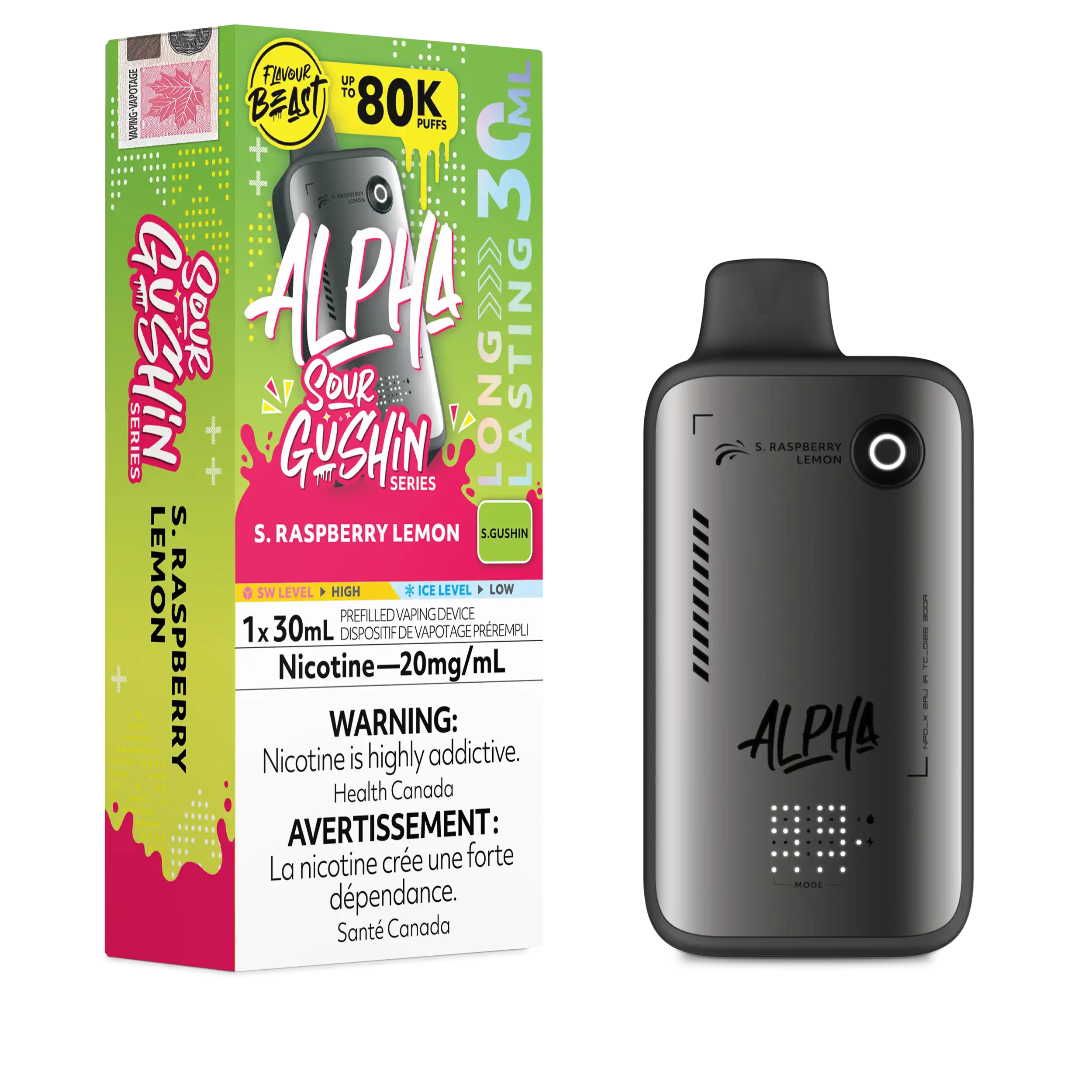 S. Raspberry Lemon Flavour Beast Alpha - Disposable Vape 80K