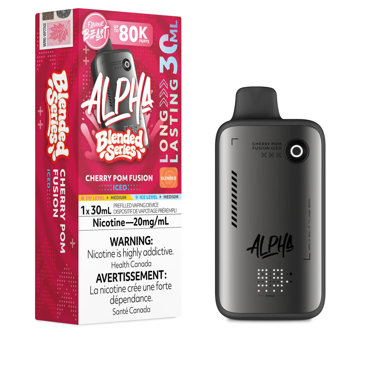 Cherry Pom Fusion Iced Flavour Beast Alpha - Disposable Vape 80K