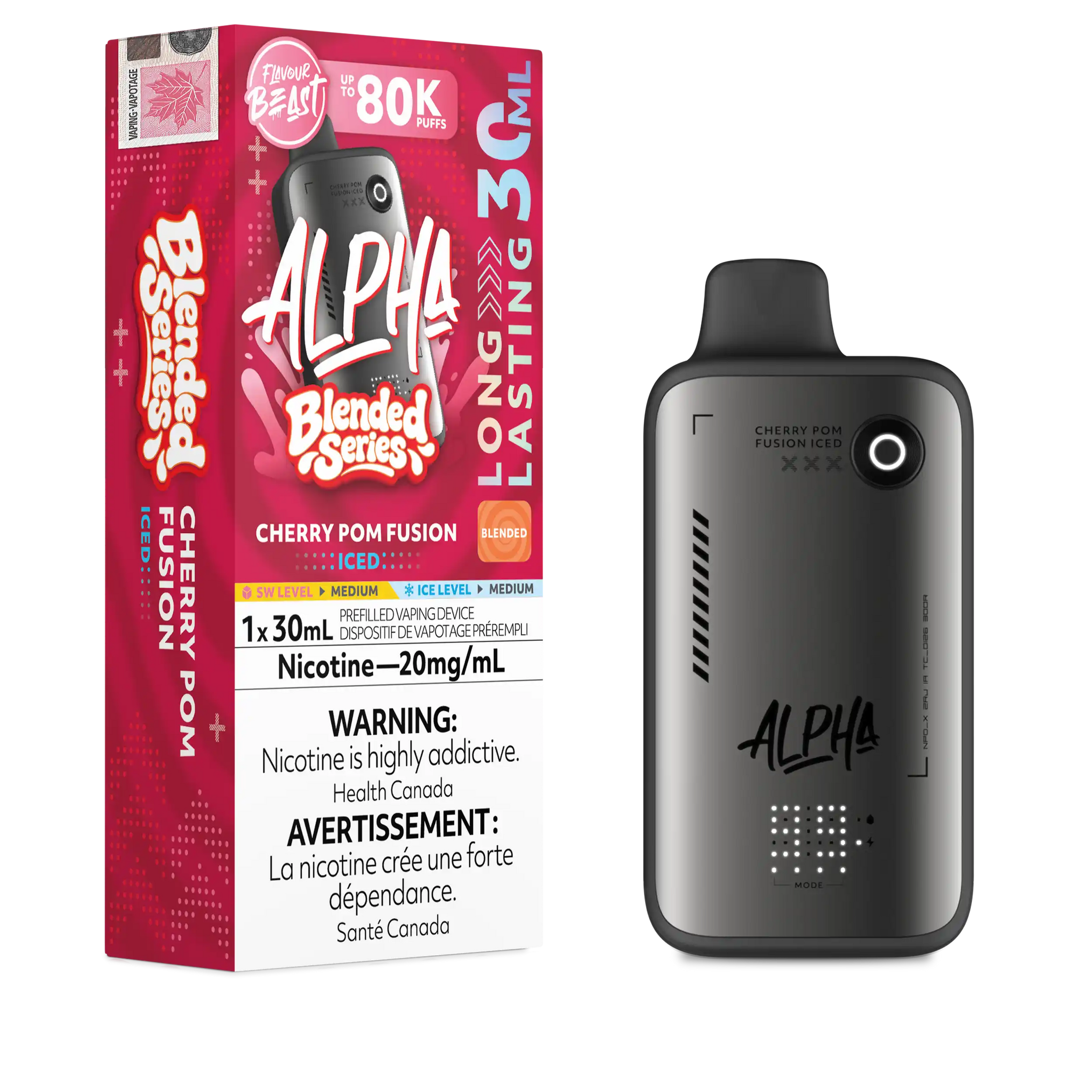 Cherry Pom Fusion Iced Flavour Beast Alpha - Disposable Vape 80K