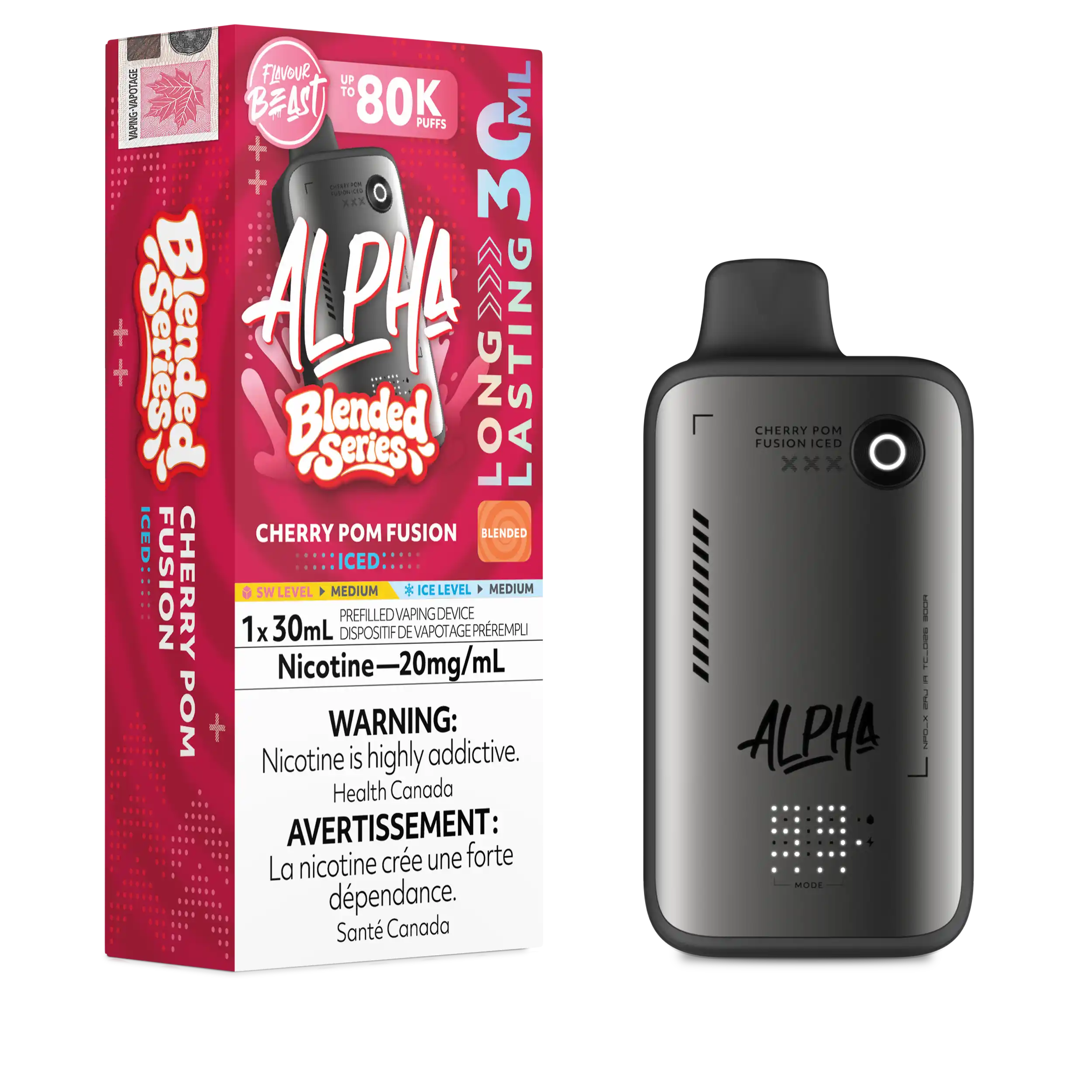 Cherry Pom Fusion Iced Flavour Beast Alpha - Disposable Vape 80K