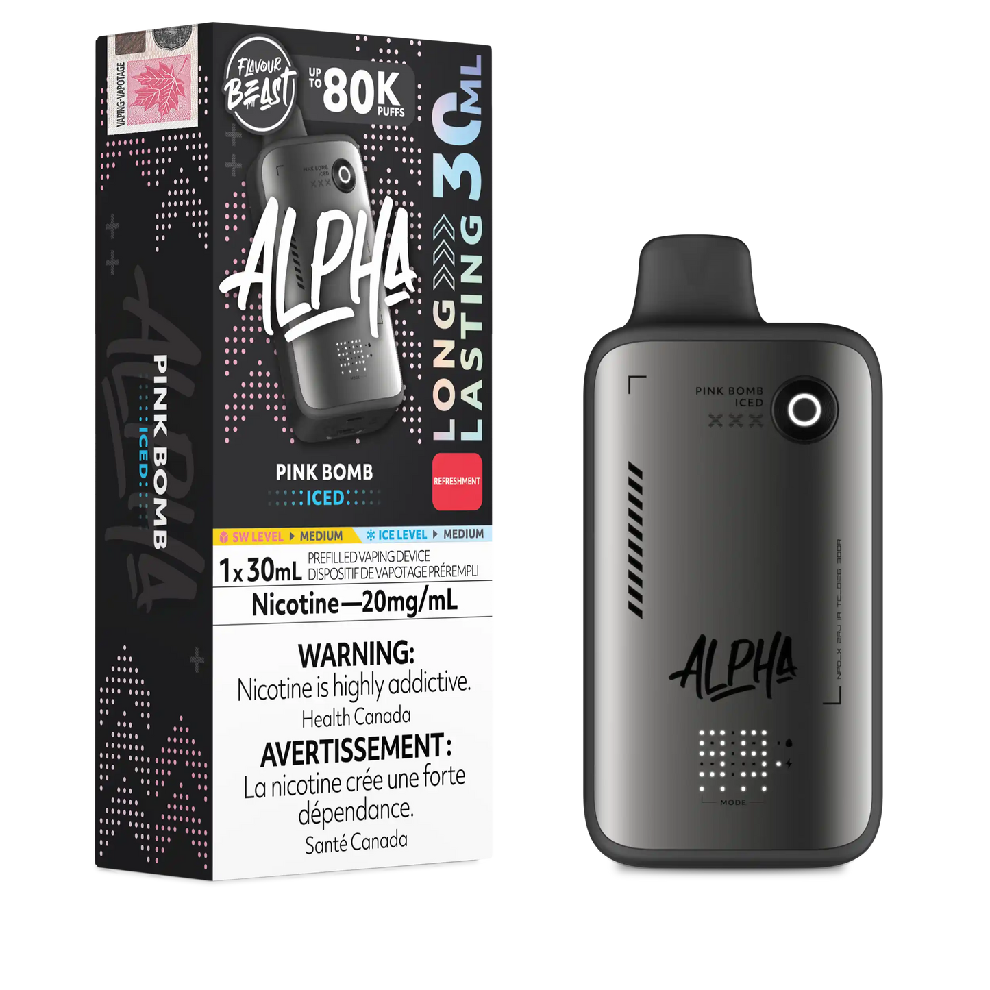 Pink Bomb Iced Flavour Beast Alpha - Disposable Vape 80K