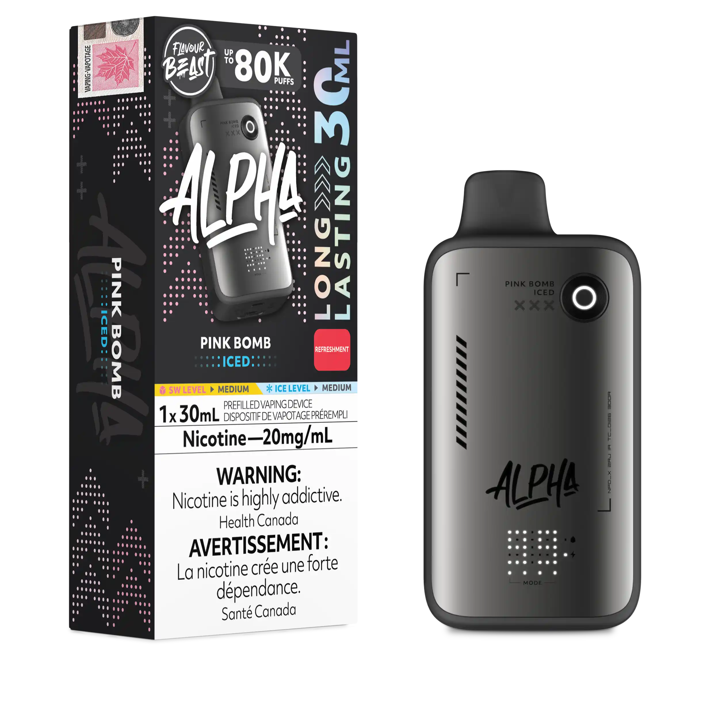 Pink Bomb Iced Flavour Beast Alpha - Disposable Vape 80K