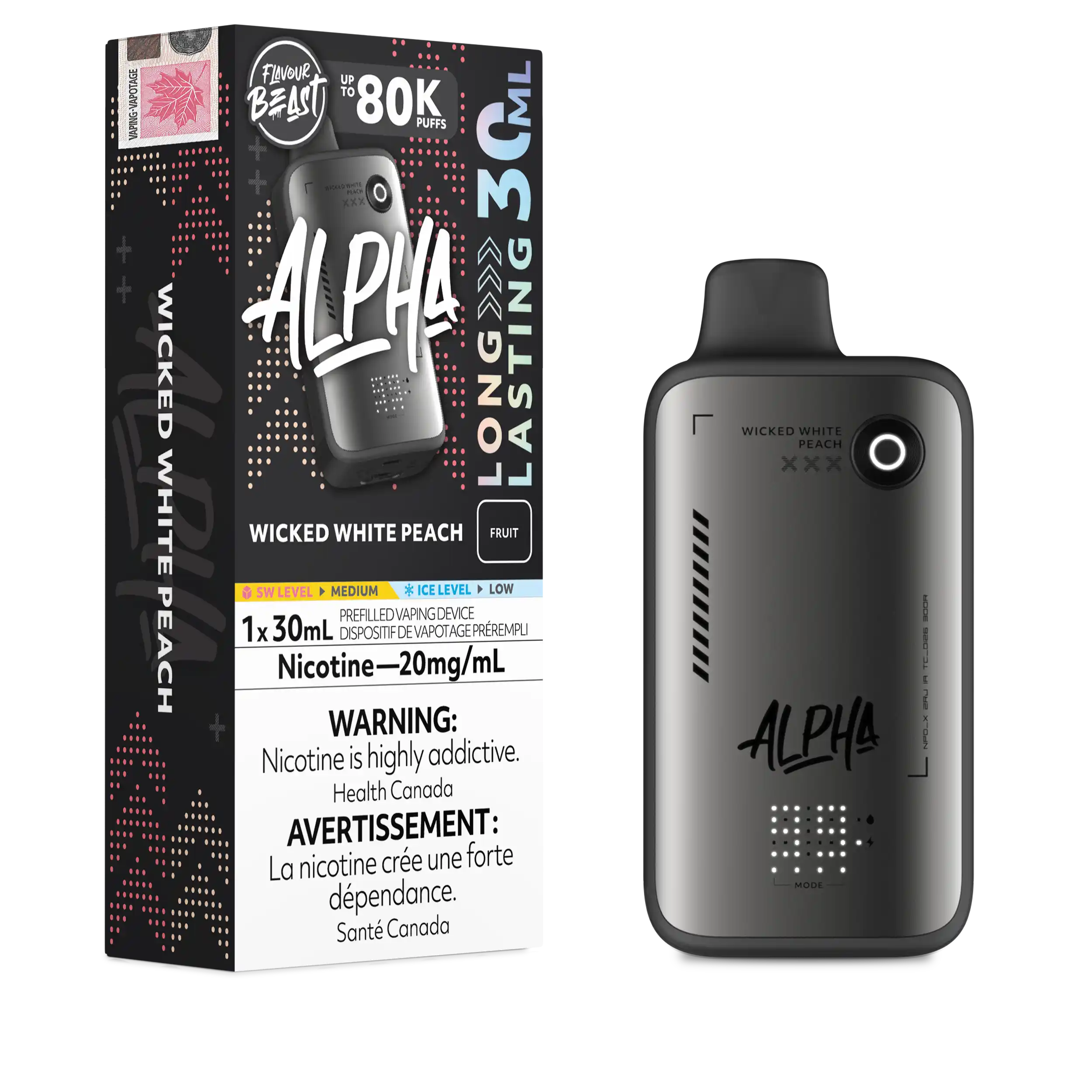 Wicked White Peach Flavour Beast Alpha - Disposable Vape 80K