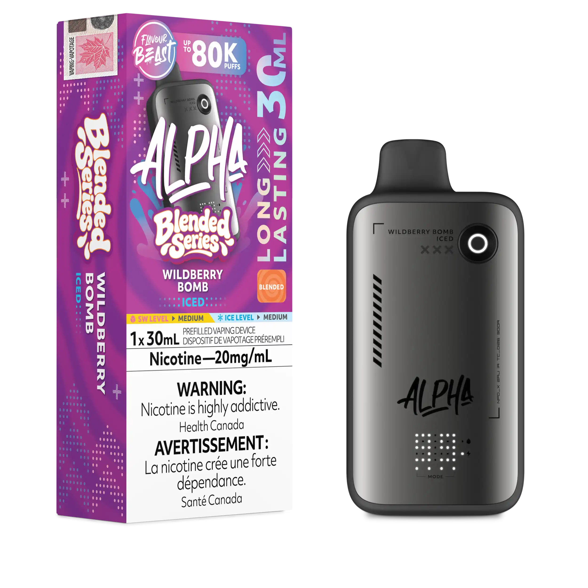 Wildberry Bomb Iced Flavour Beast Alpha - Disposable Vape 80K