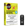 Flavour Beast Flow Pods, Flippin Fruit Flash (Rainbow Burst) 3-pack with a single black pod.