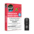 Flavour Beast Flow Pods in Green Dew Iced (Gnarly Green D), 3-pack, 2.0mL each, with a black pod shown.