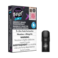Flavour Beast Flow Pods, Groovy Grape Passionfruit Iced, 3-pack box with a single black pod.