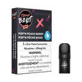 Flavour Beast Flow Pods, Pop'n Peach Berry, 3-pack box with a single black pod.