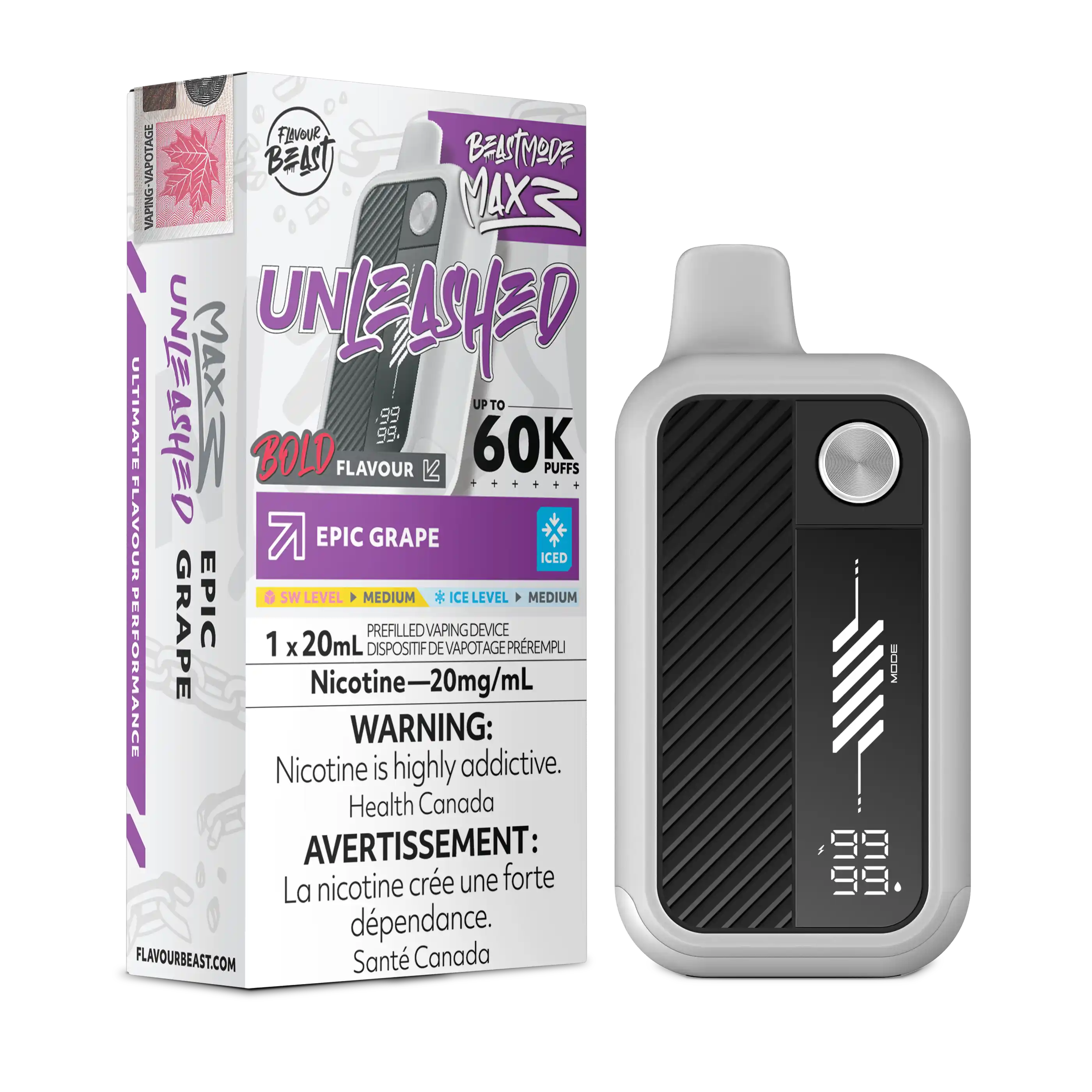 Epic Grape Iced Flavour Beast Mode Max 3 - Disposable Vape 60K