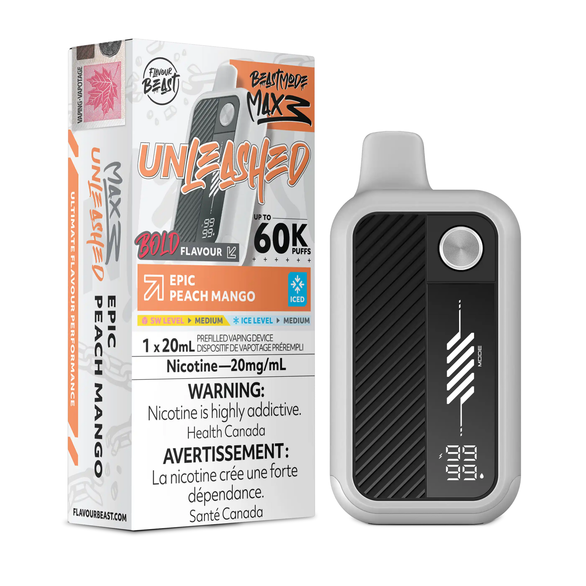 Epic Peach Mango Iced Flavour Beast Mode Max 3 - Disposable Vape 60K