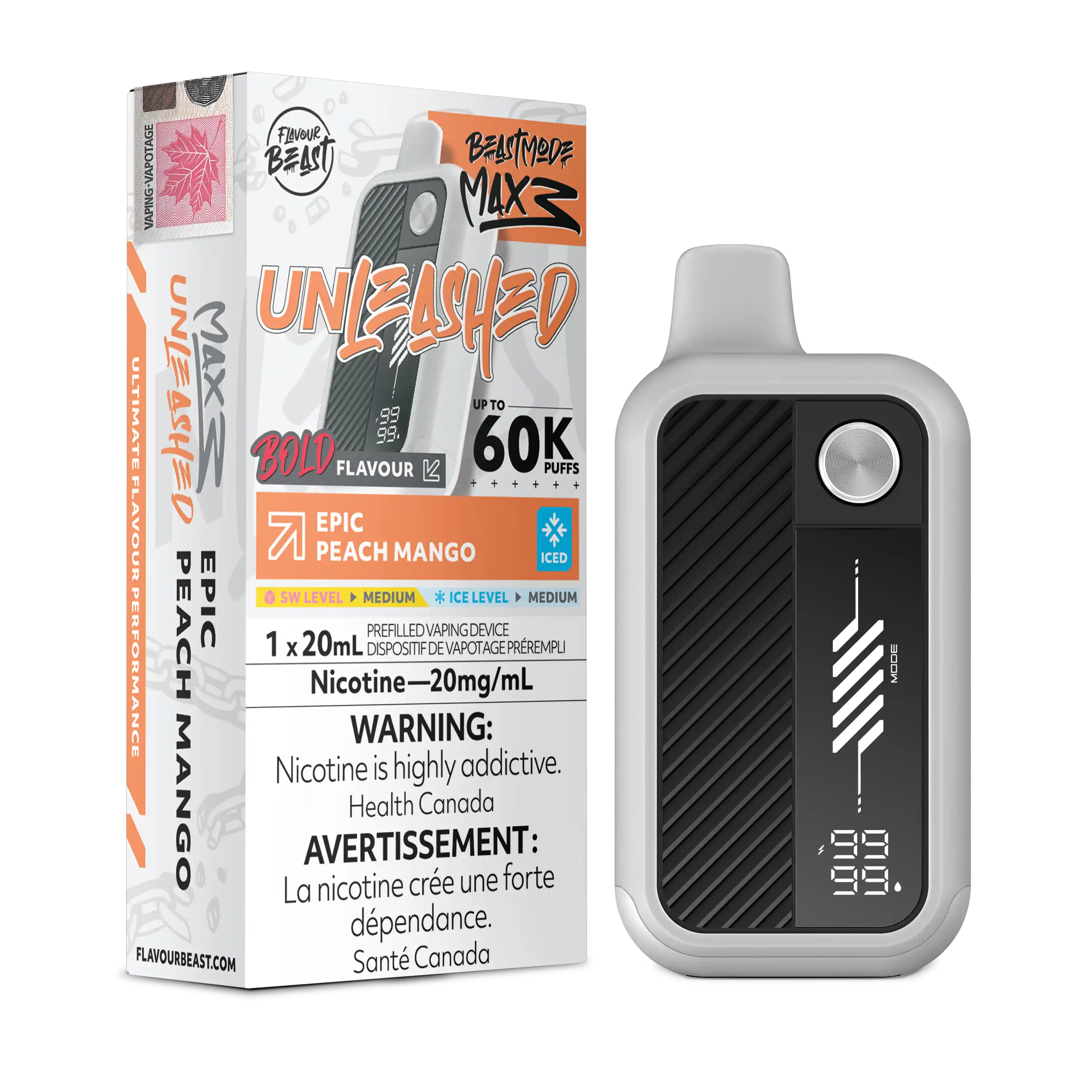 Epic Peach Mango Iced Flavour Beast Mode Max 3 - Disposable Vape 60K